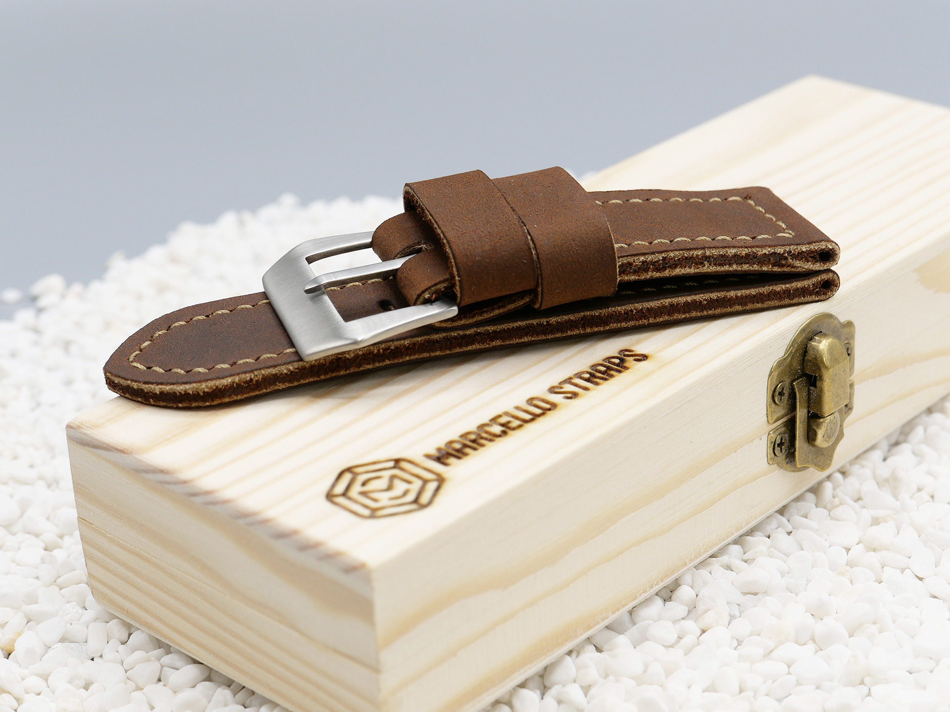 Panerai 47mm Leather Strap Rust Brown Marcello 26mm IMAGE