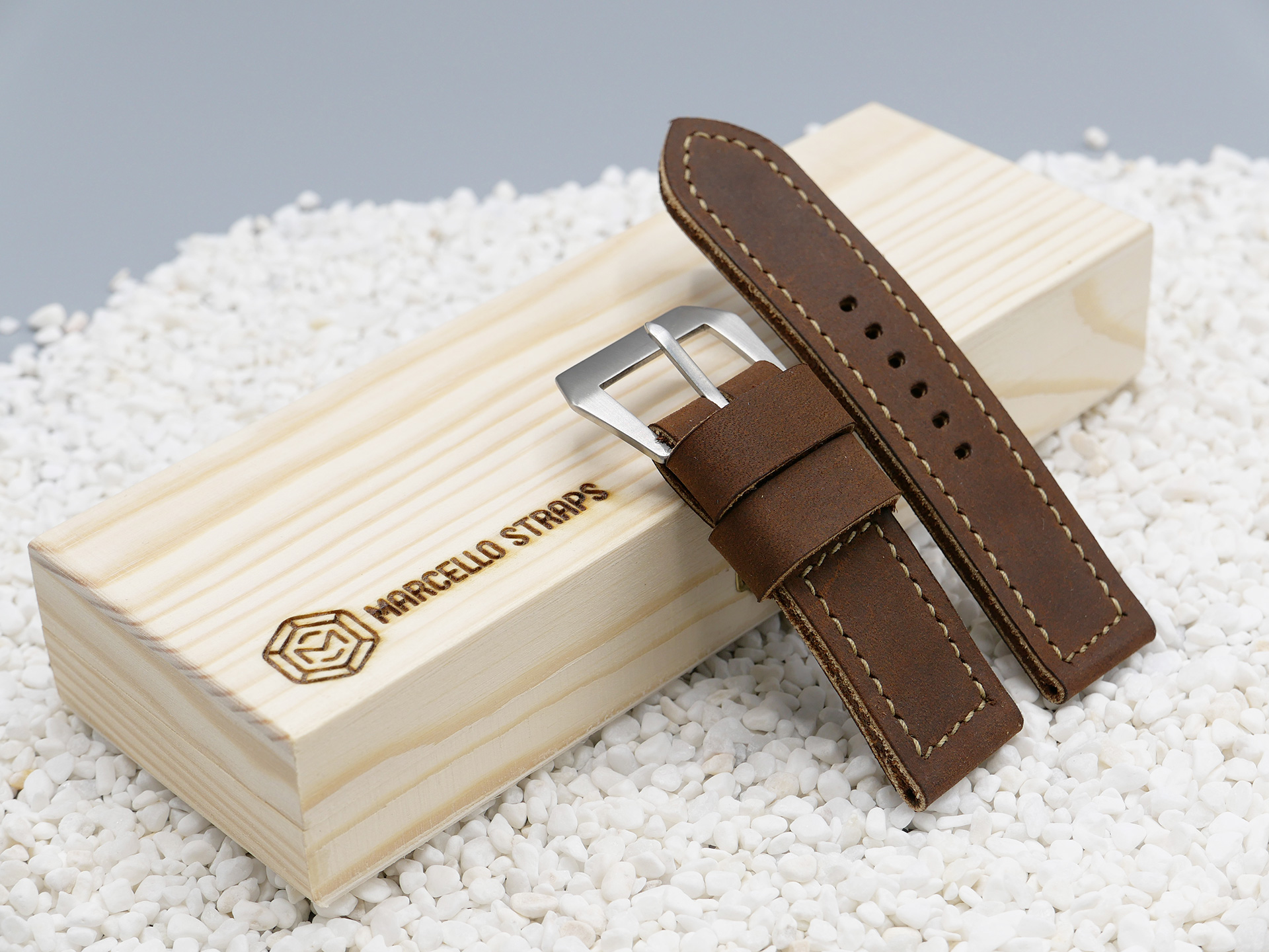 Panerai 47mm Leather Strap Rust Brown Marcello 26mm IMAGE