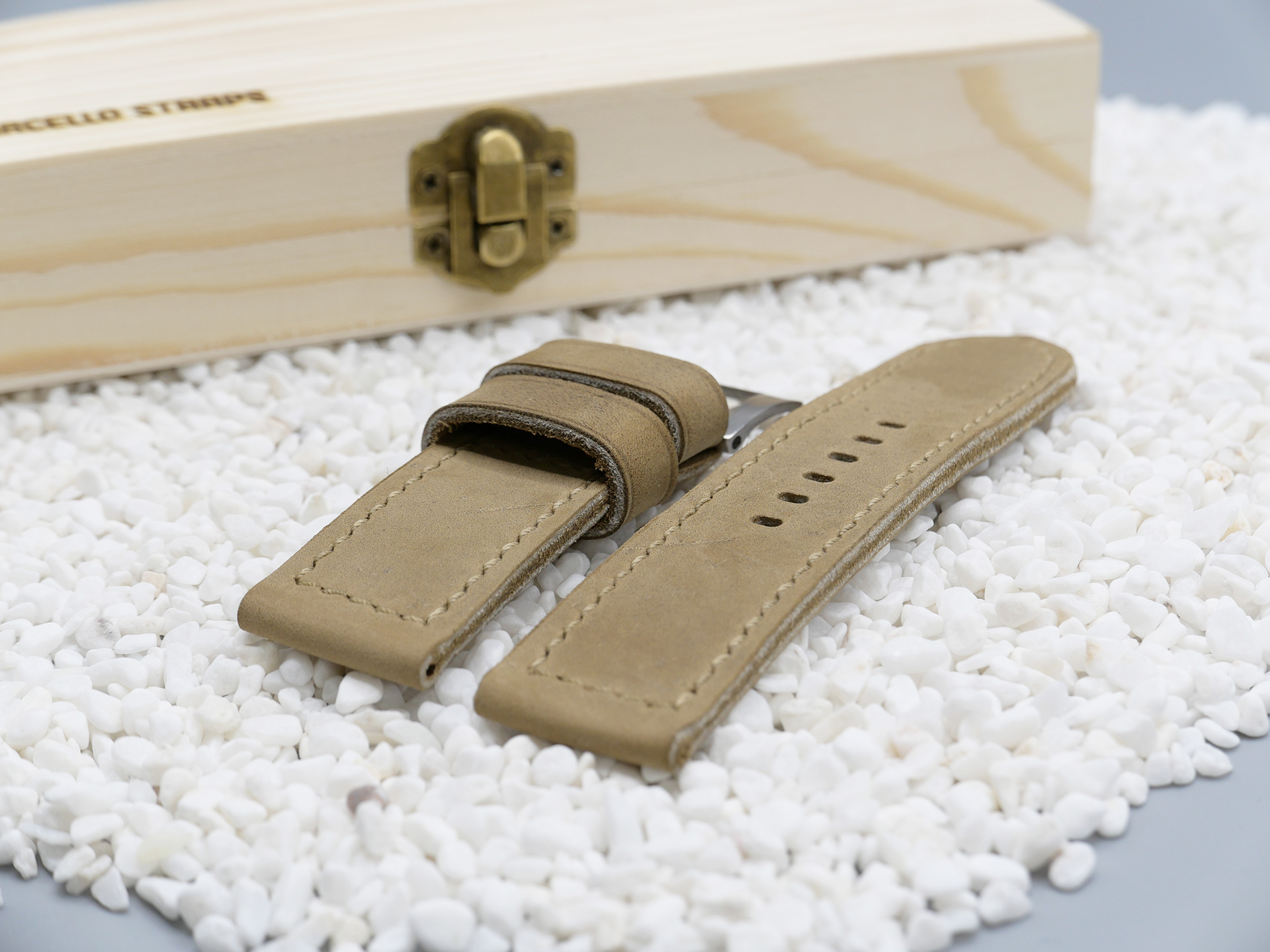 Marcello Panerai Luminor 47mm Leather Strap Sage Tan IMAGE