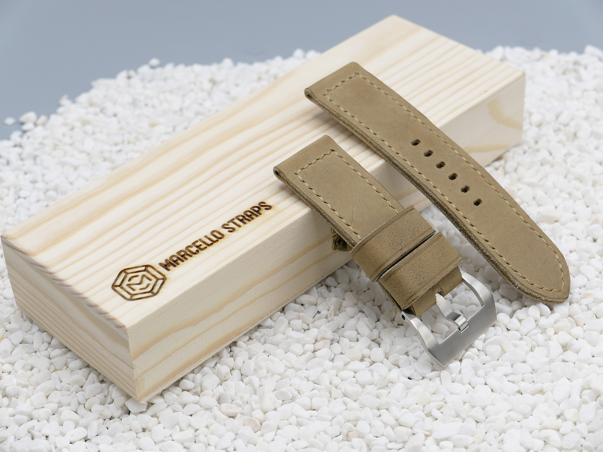 Marcello Panerai Luminor 47mm Leather Strap Sage Tan IMAGE