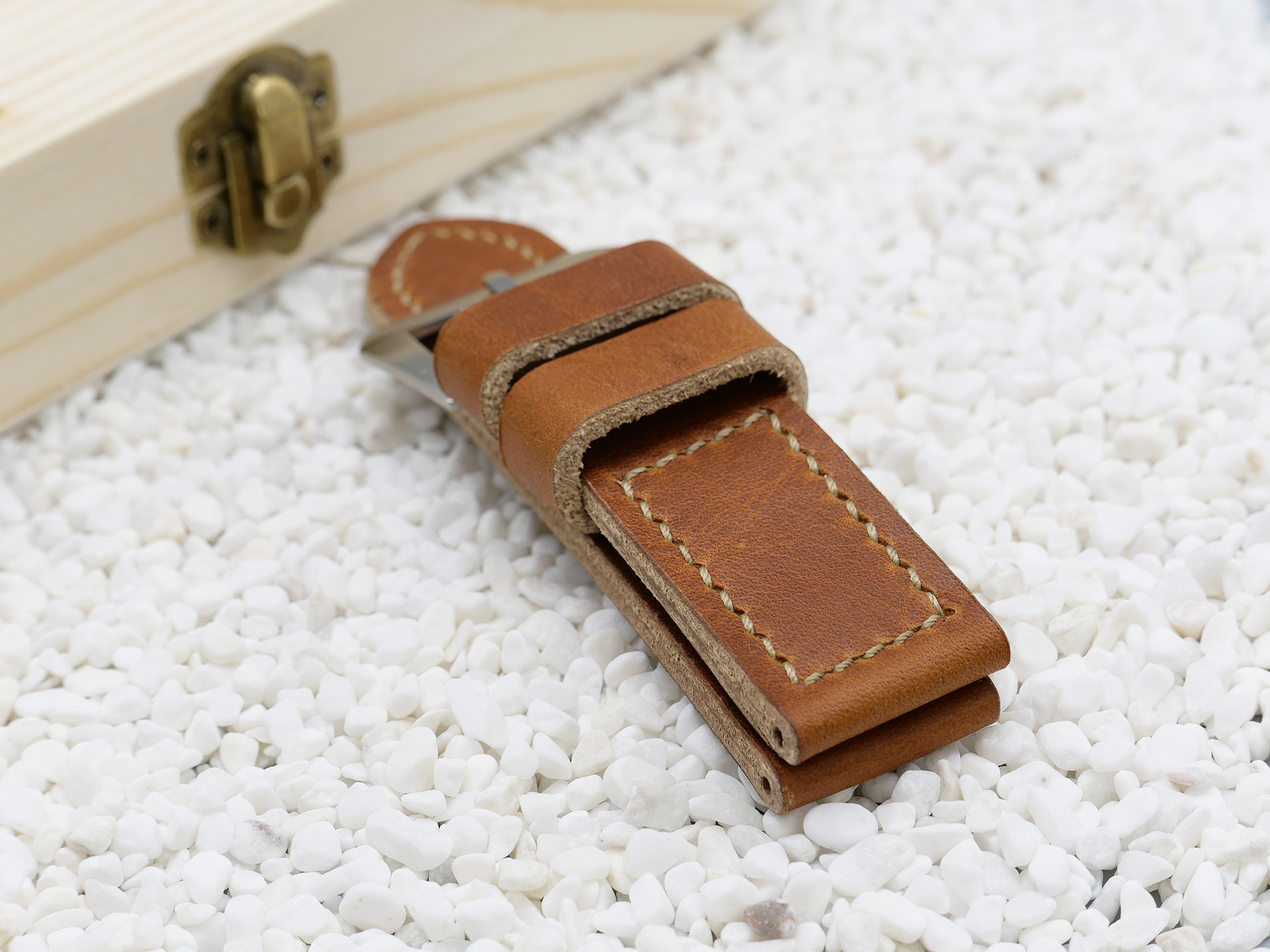 Marcello Panerai Luminor 47mm Leather Strap Brown Tan Los Alamos IMAGE