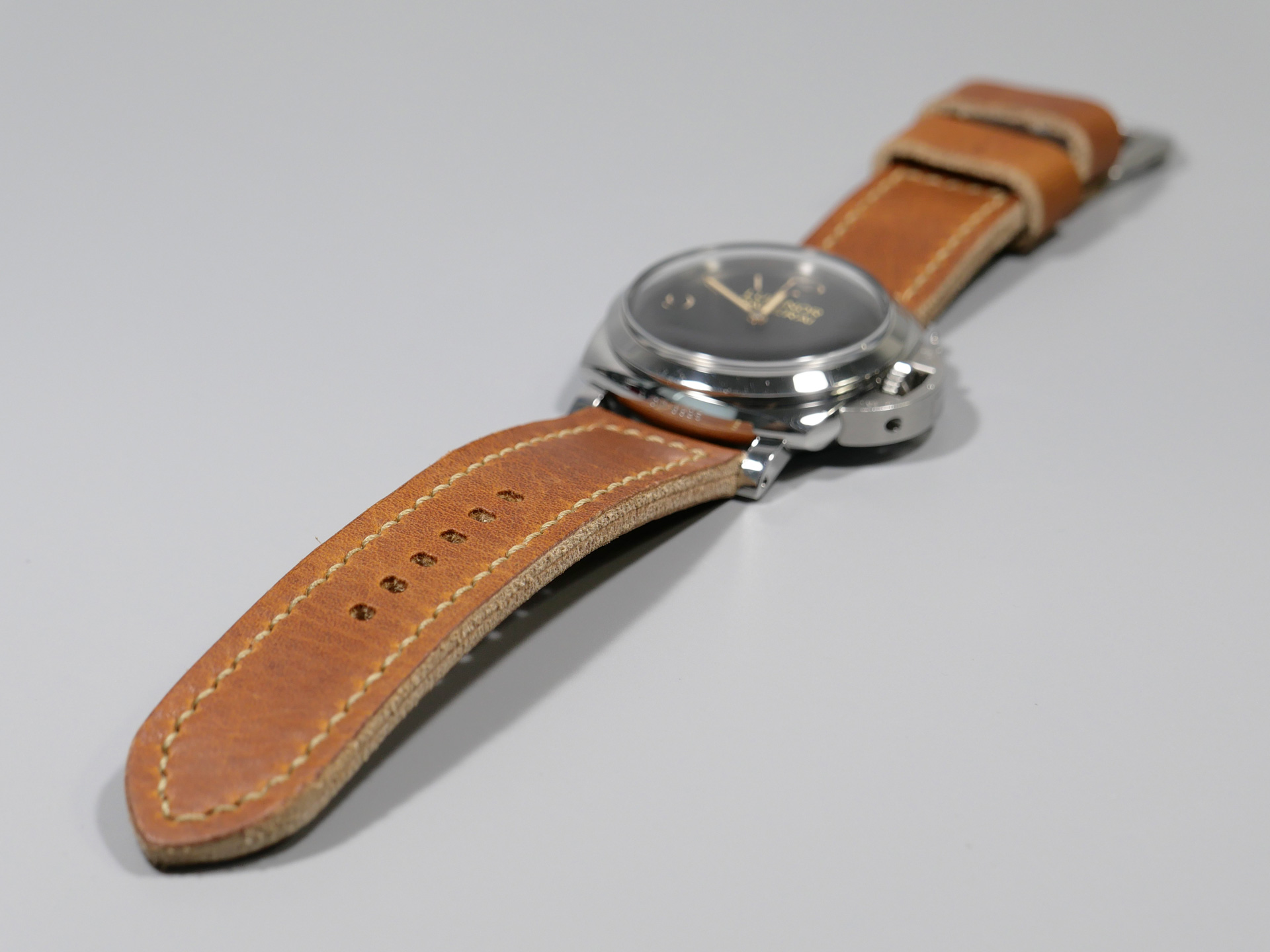 Marcello Panerai Luminor 47mm Leather Strap Brown Tan Los Alamos IMAGE