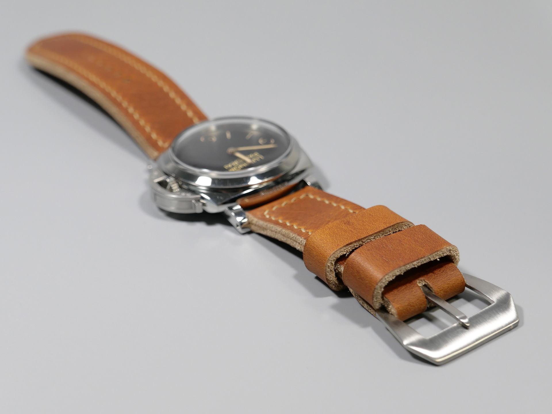 Marcello Panerai Luminor 47mm Leather Strap Brown Tan Los Alamos IMAGE
