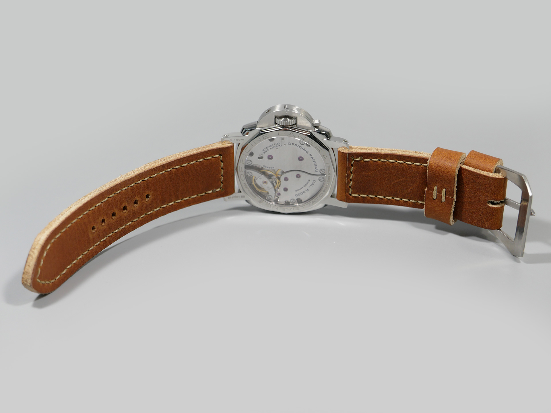 Marcello Panerai Luminor 47mm Leather Strap Brown Tan Los Alamos IMAGE