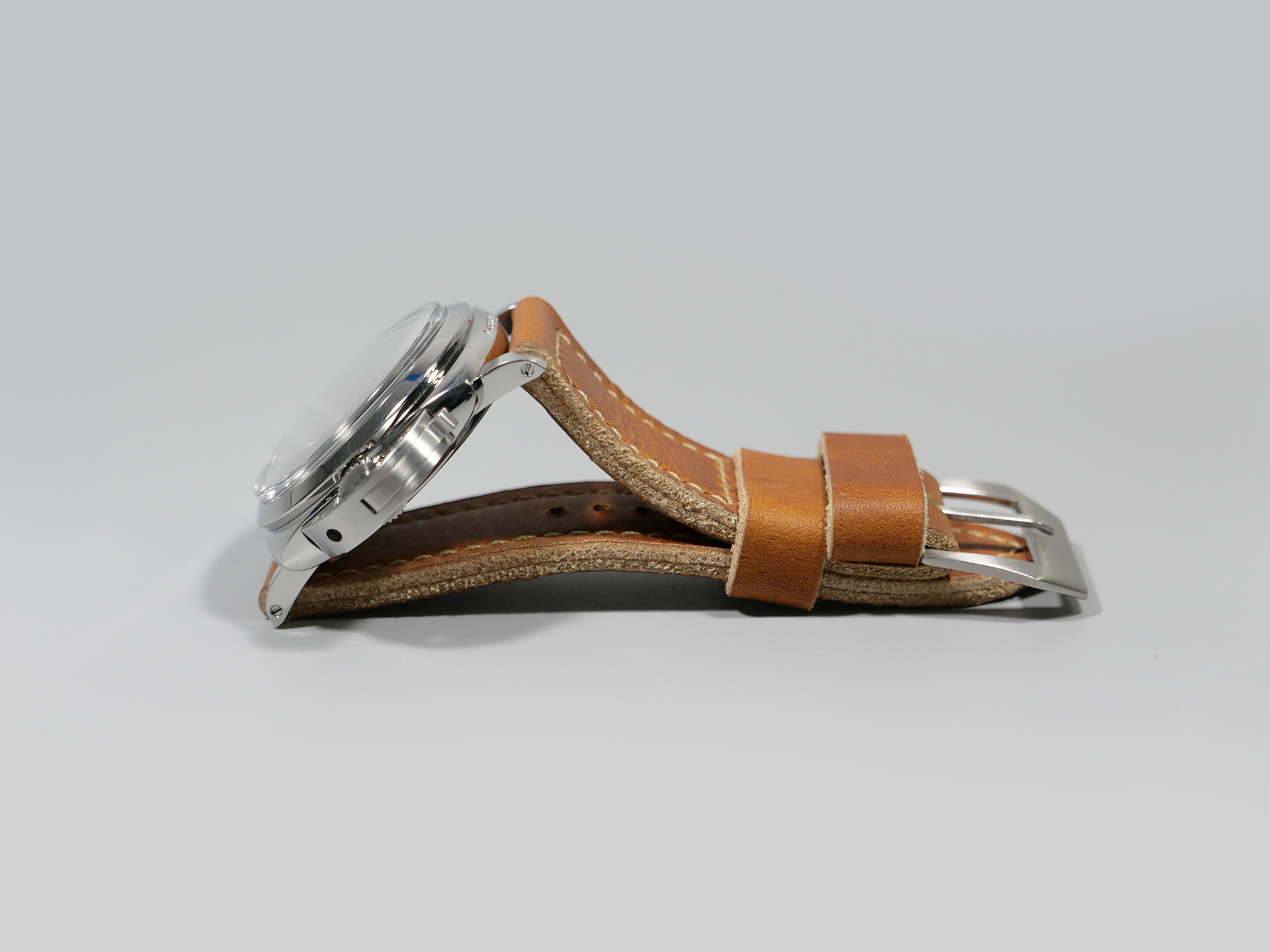 Marcello Panerai Luminor 47mm Leather Strap Brown Tan Los Alamos IMAGE