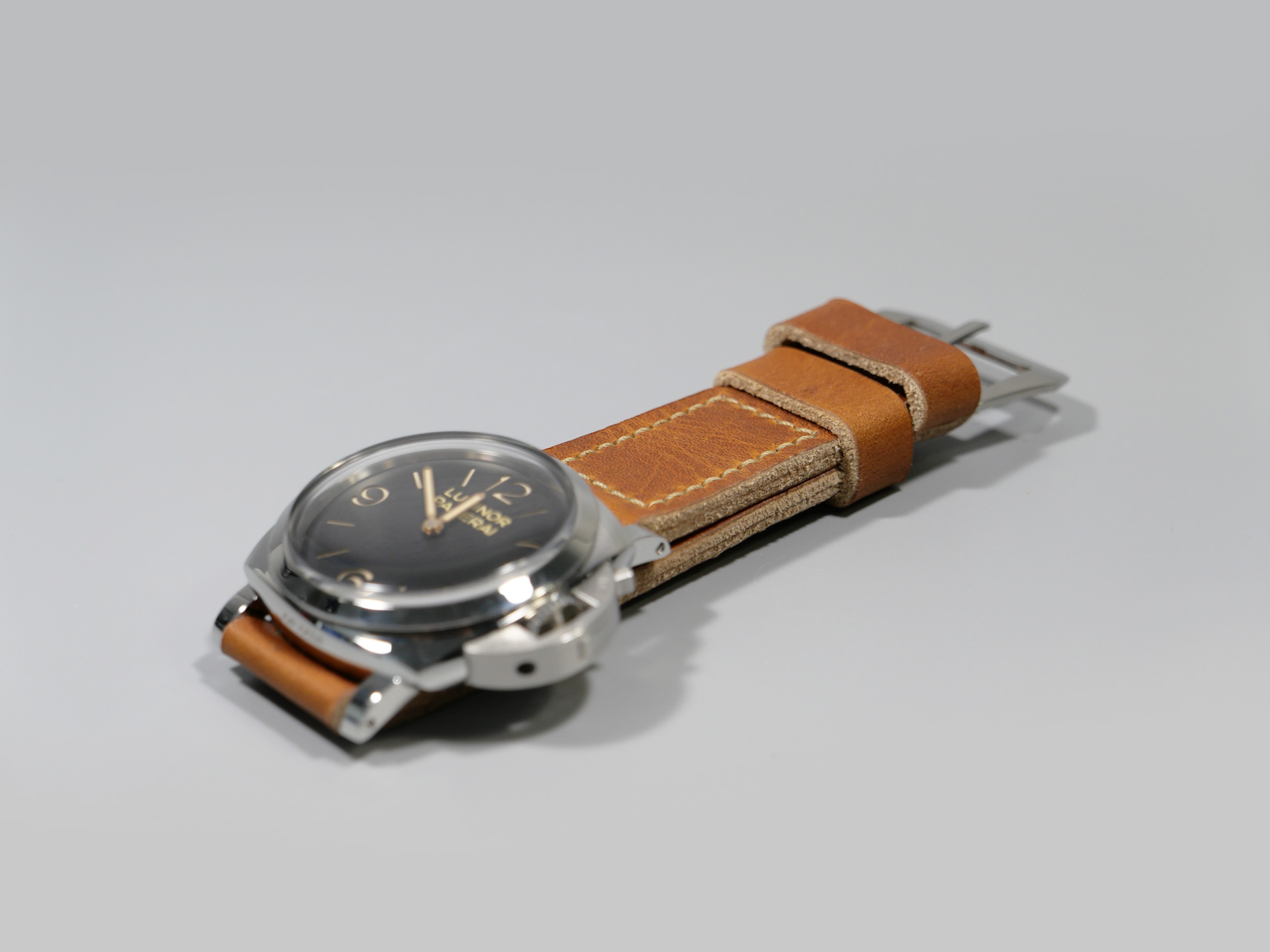 Marcello Panerai Luminor 47mm Leather Strap Brown Tan Los Alamos IMAGE