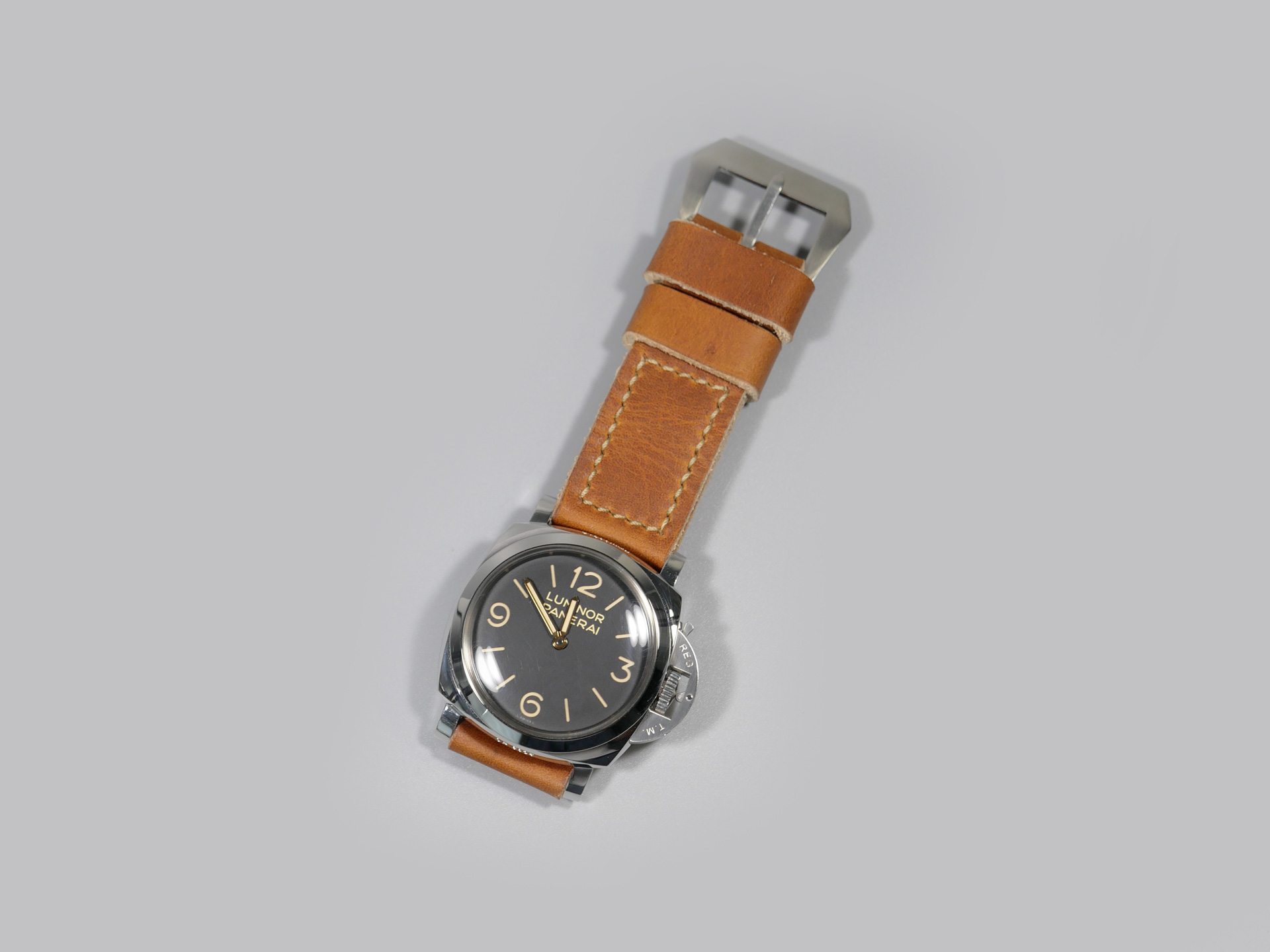 Marcello Panerai Luminor 47mm Leather Strap Brown Tan Los Alamos IMAGE