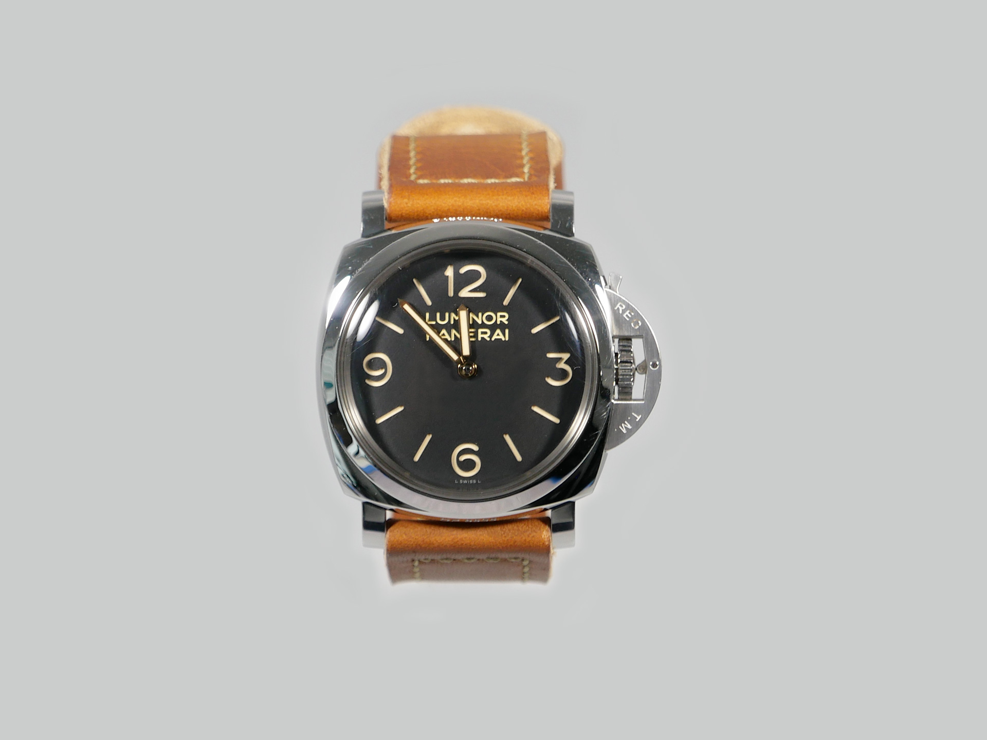 Marcello Panerai Luminor 47mm Leather Strap Brown Tan Los Alamos IMAGE