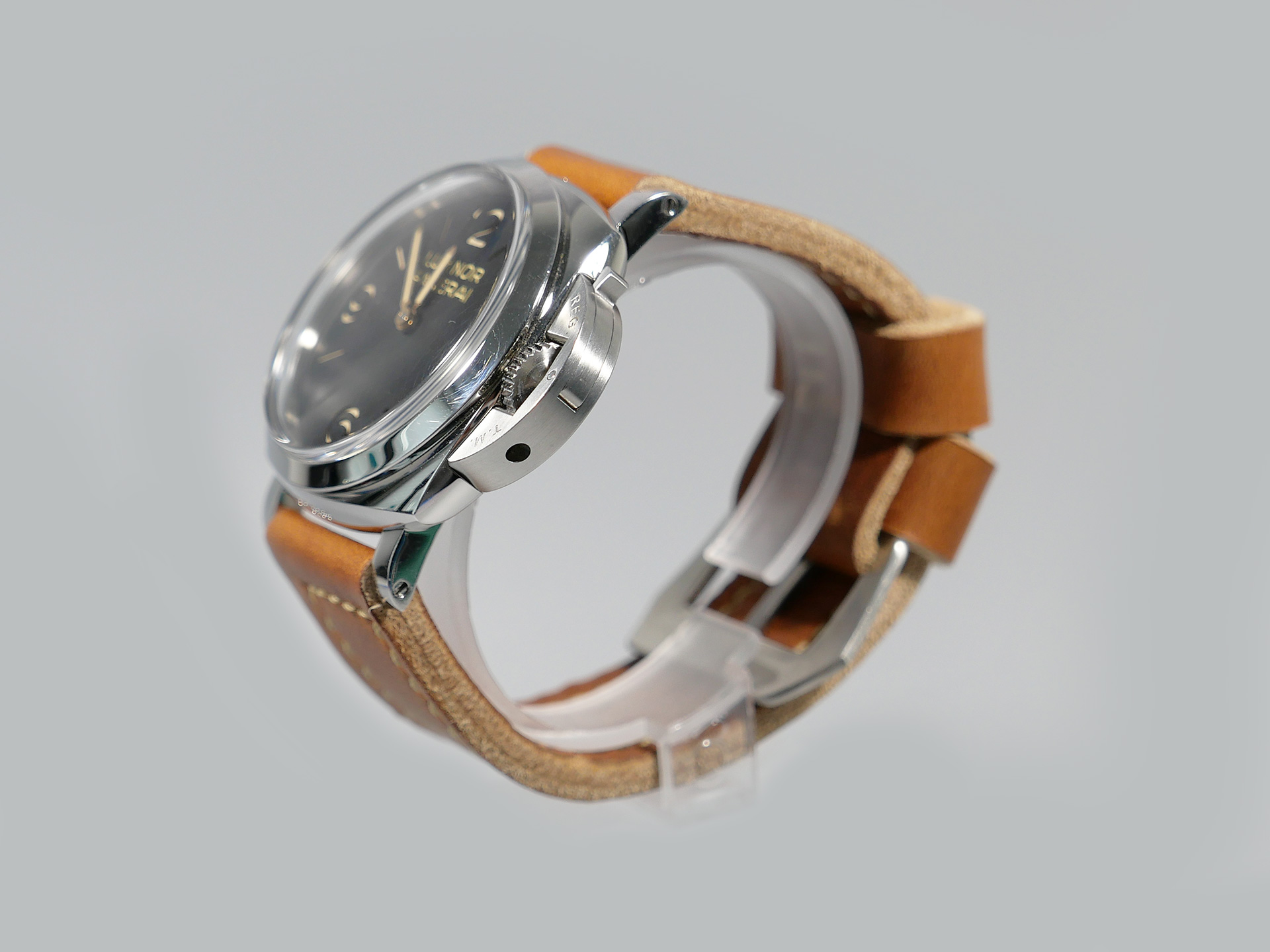 Marcello Panerai Luminor 47mm Leather Strap Brown Tan Los Alamos IMAGE