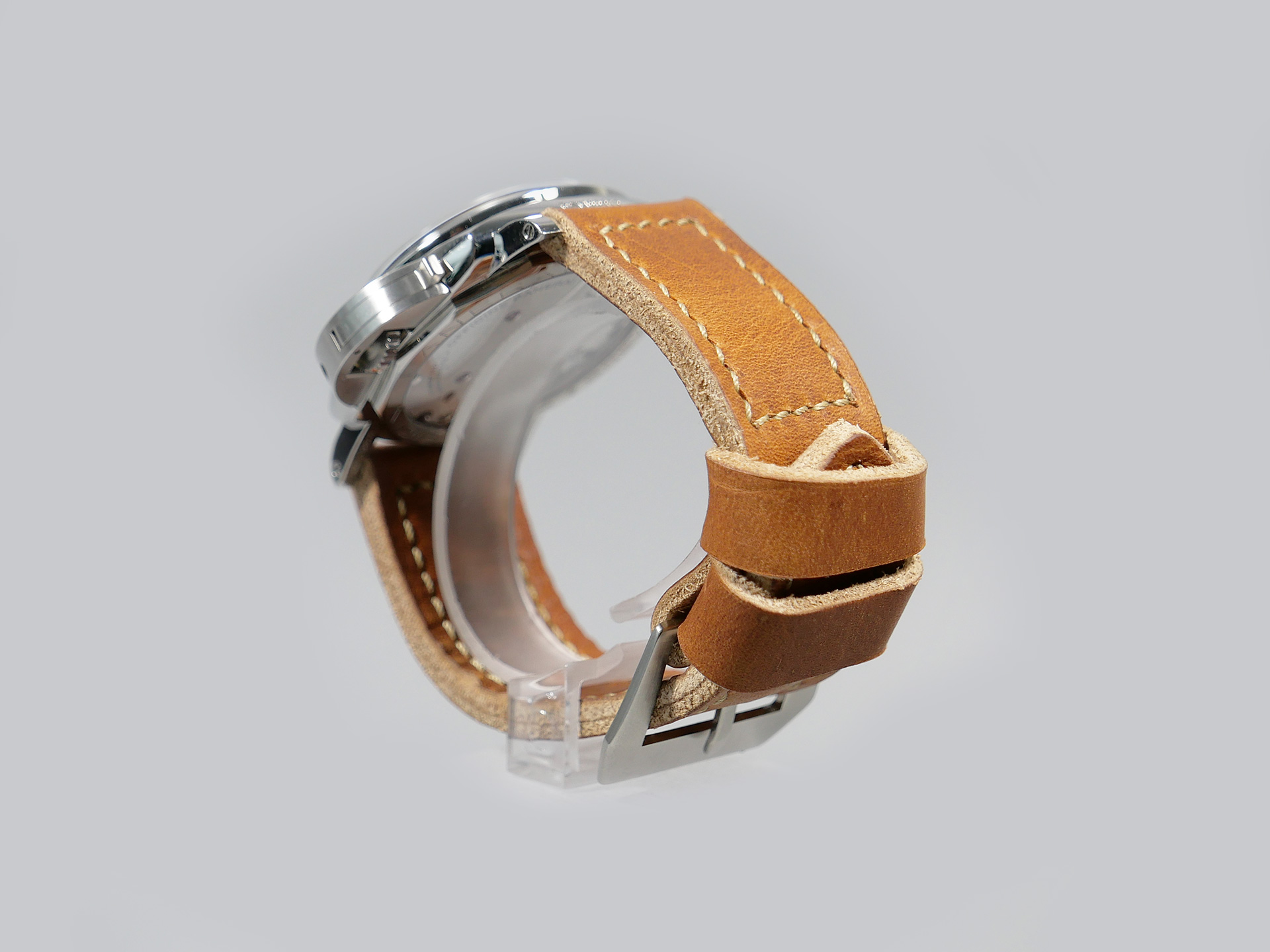 Marcello Panerai Luminor 47mm Leather Strap Brown Tan Los Alamos IMAGE