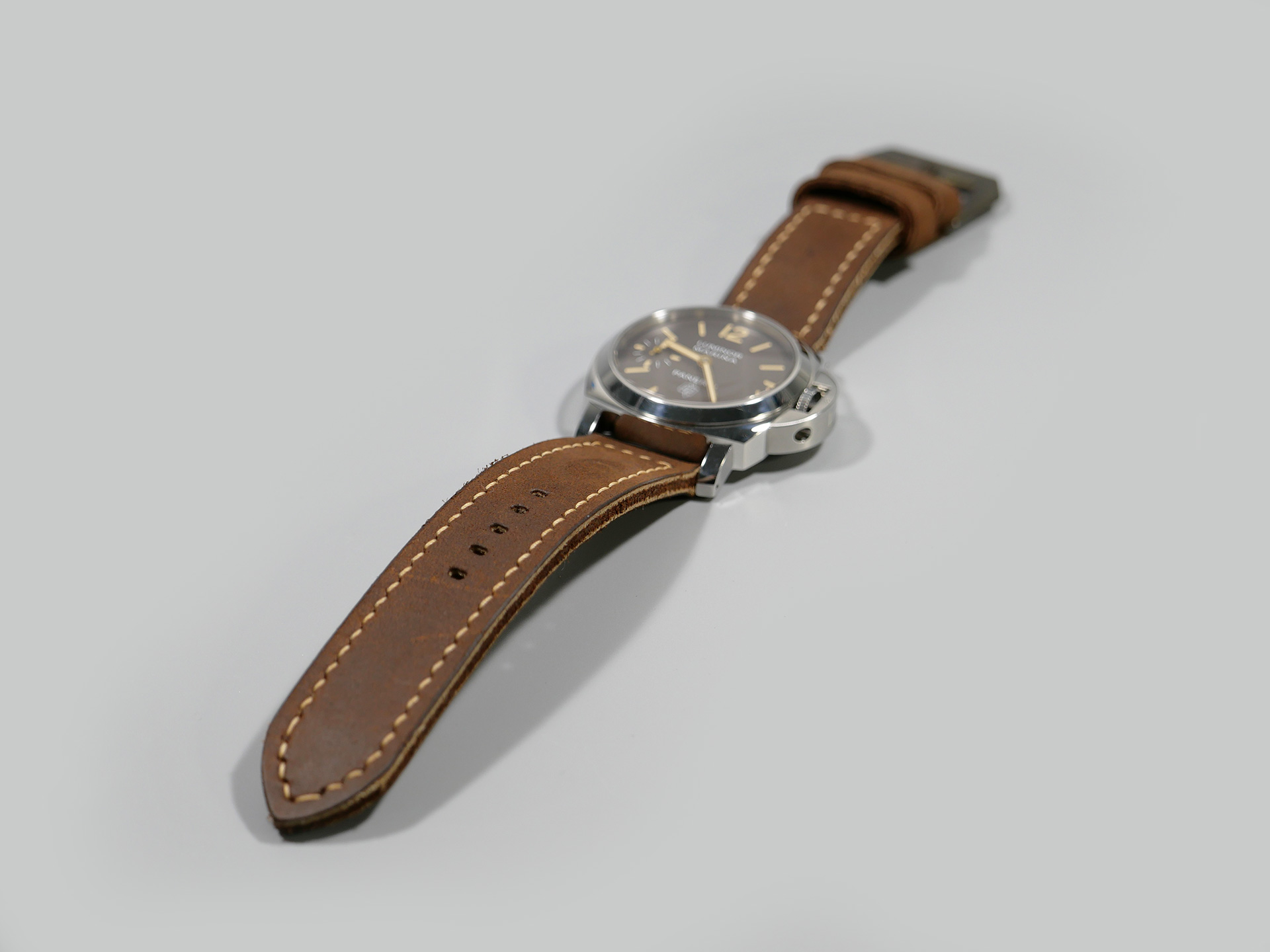 Panerai 44mm Rust Iron Oxide Strap Vintage Buckle Marcello Leather IMAGE