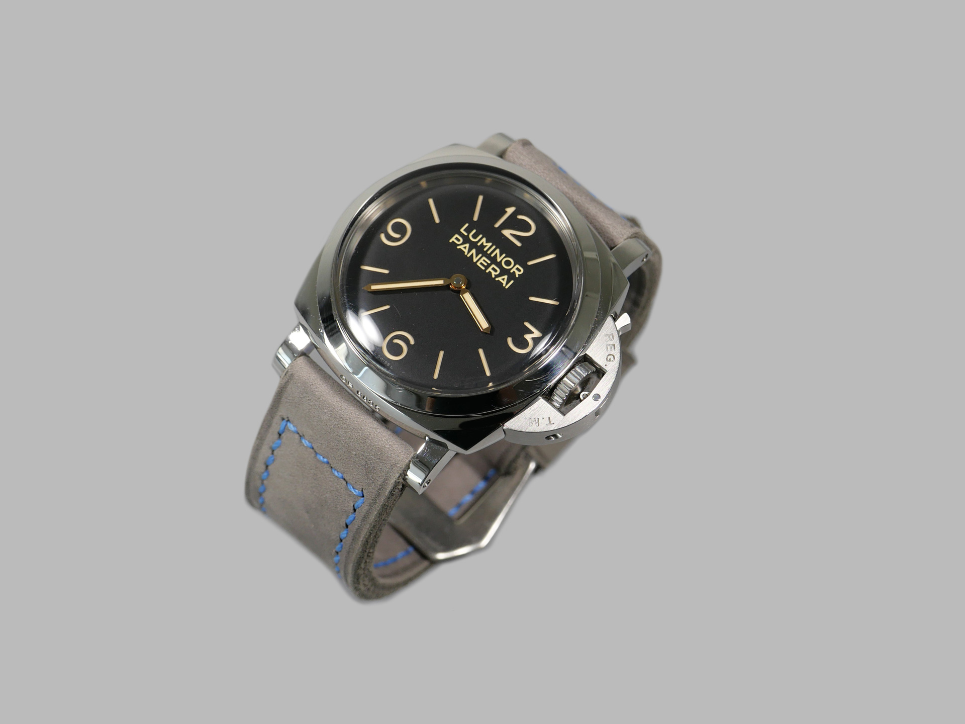 PAM372 with grey leather strap handmade IMAGE