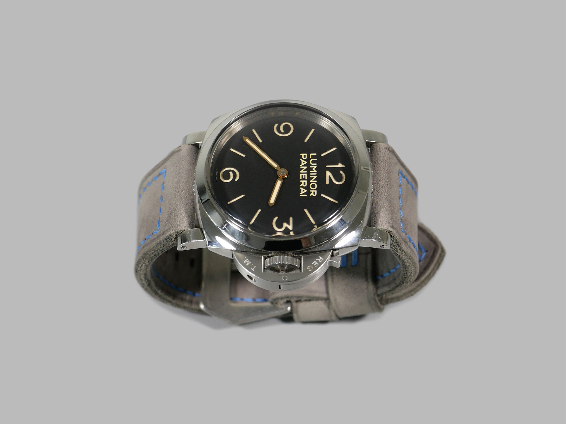 PAM372 with grey leather strap handmade IMAGE