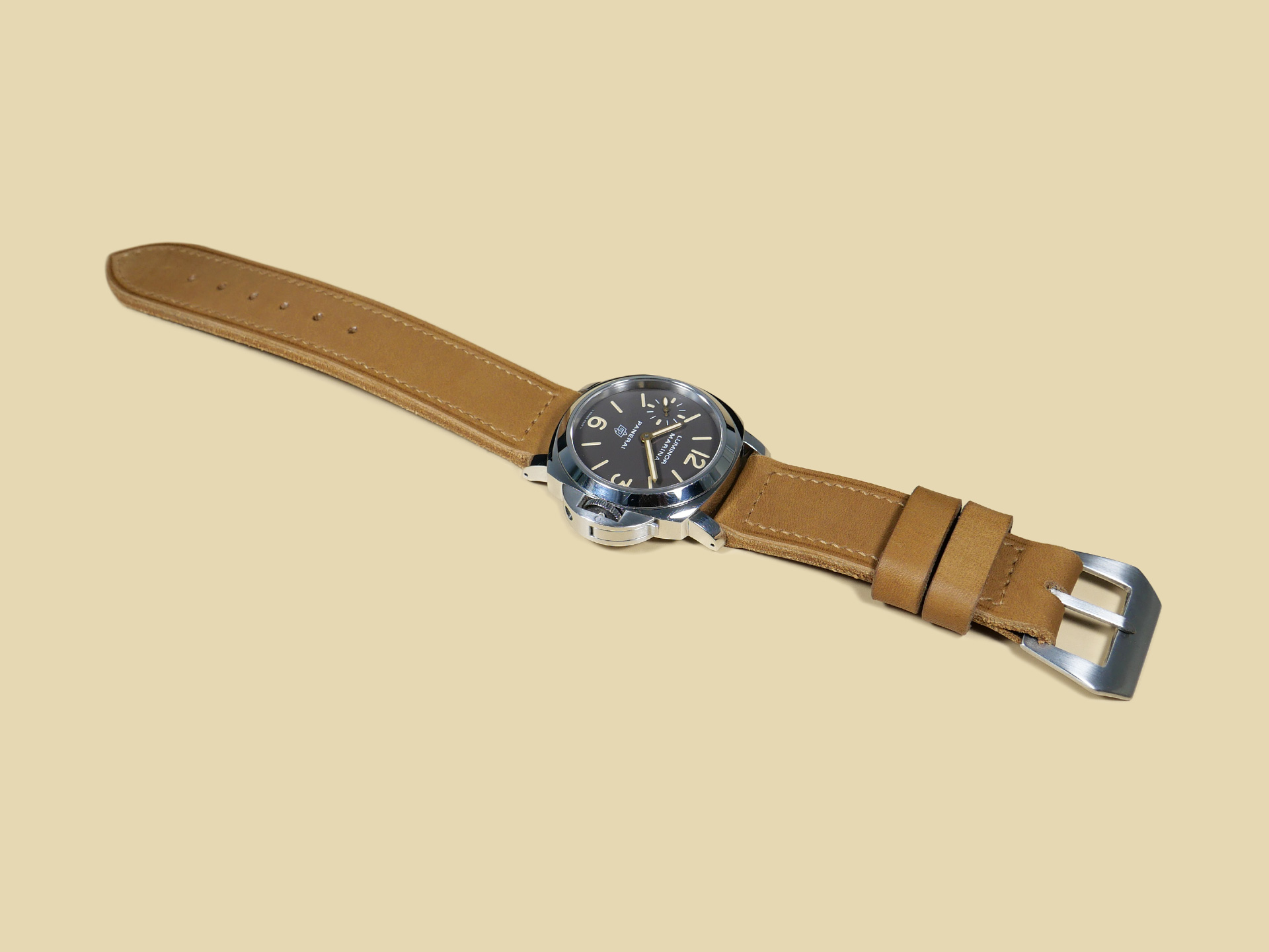 Panerai 44mm with pre-V style medium brown strap IMAGE