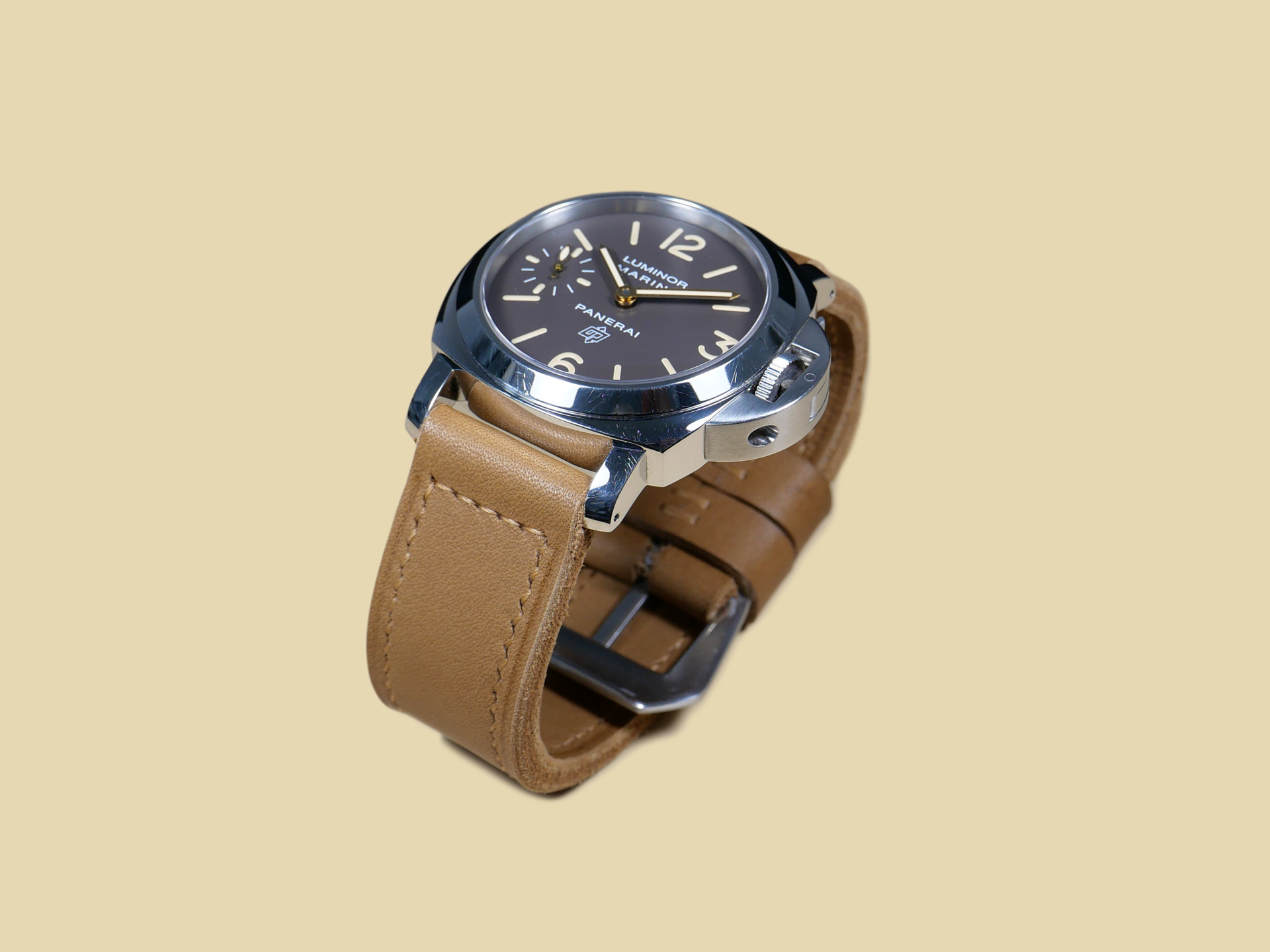 Panerai 44mm with pre-V style accurate brown strap IMAGE