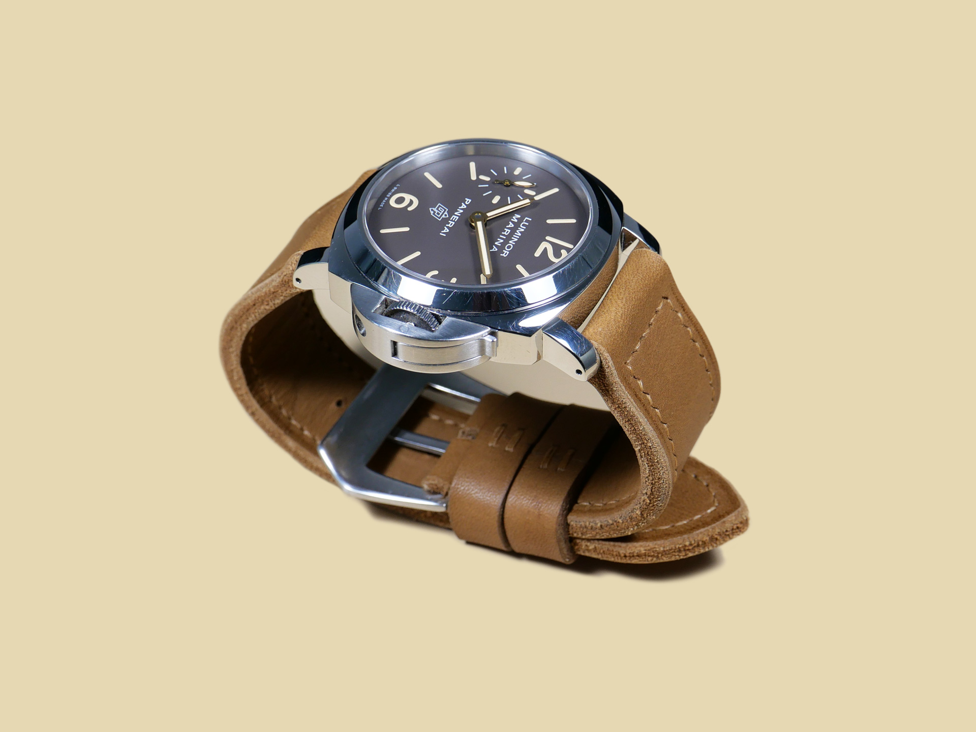 Shop Panerai 44mm with pre-V style brown strap IMAGE