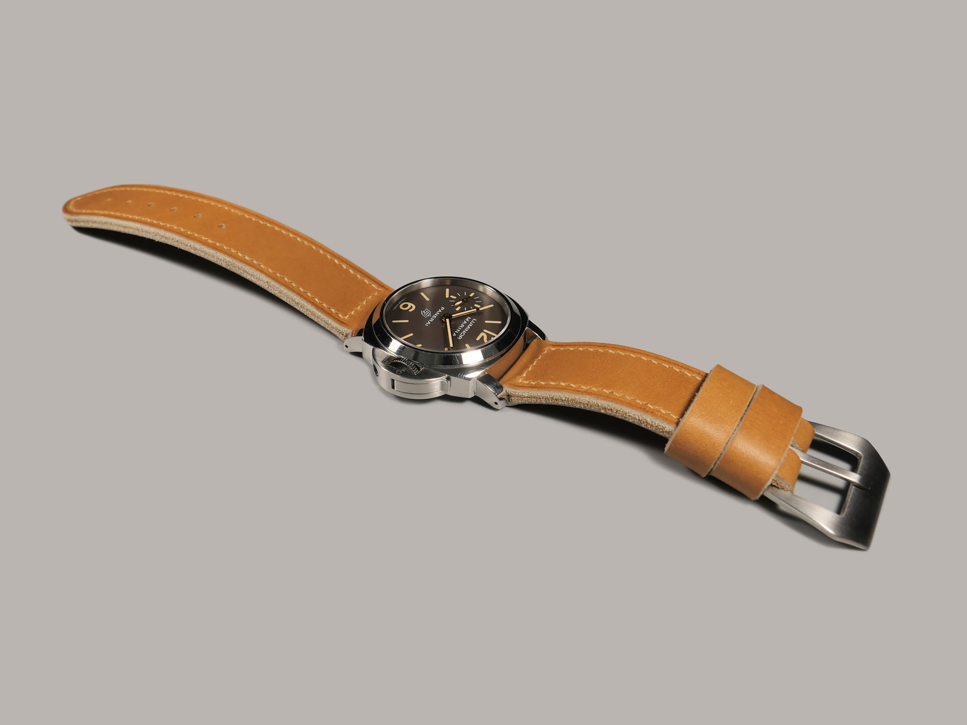 Panerai Luminor 44mm Strap Waxy Tan Soft Pre V with Buckle Marcello Straps Handmade Panerai Straps