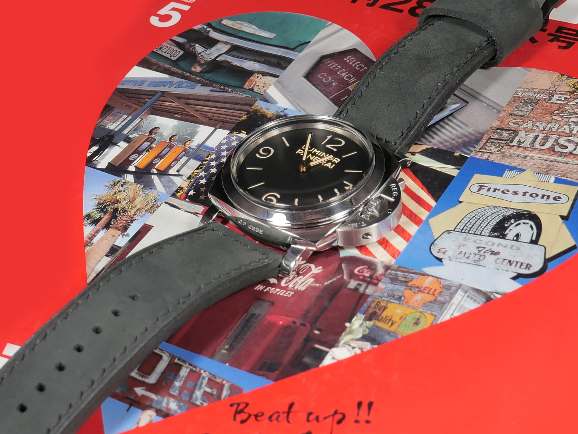 Panerai PAM00372 with Aftermarket Black Strap and DLC Buckle IMAGE