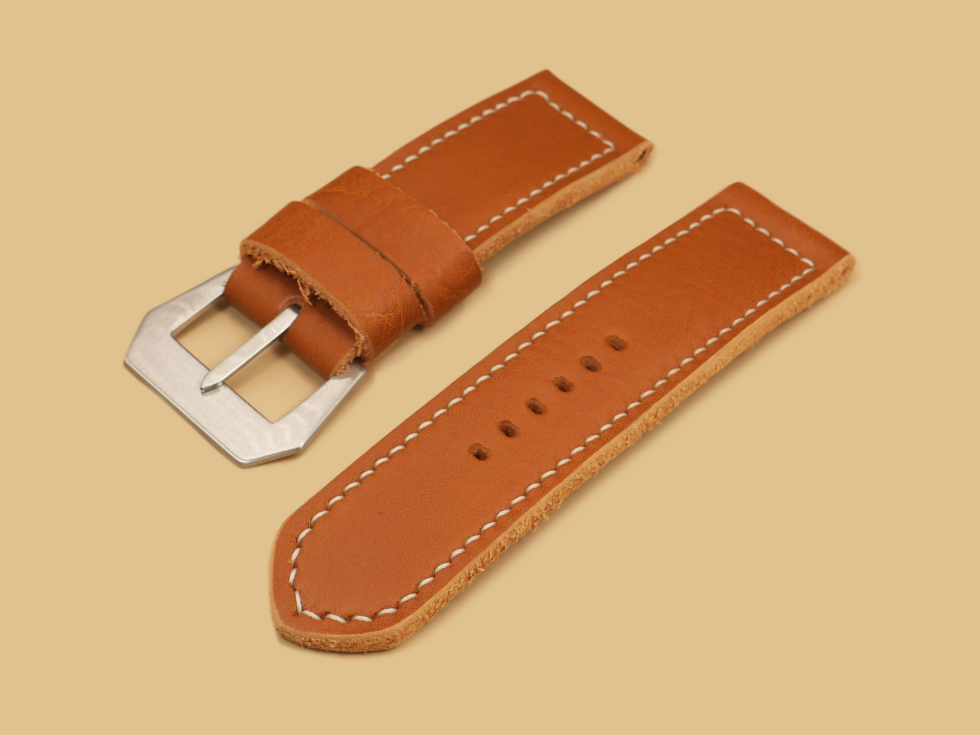 Classic Tan Panerai Strap Island Tan Pin Buckle Marcello Straps Handmade Panerai Straps
