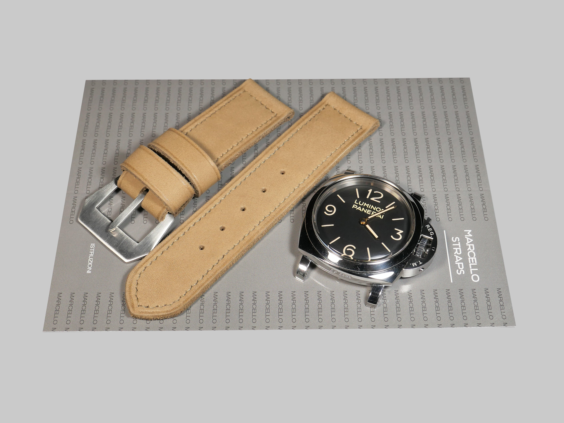 Soft Tan Panerai Strap Cameroon Tan with Razor Flat Pin Buckle Marcello Straps Handmade Panerai Straps