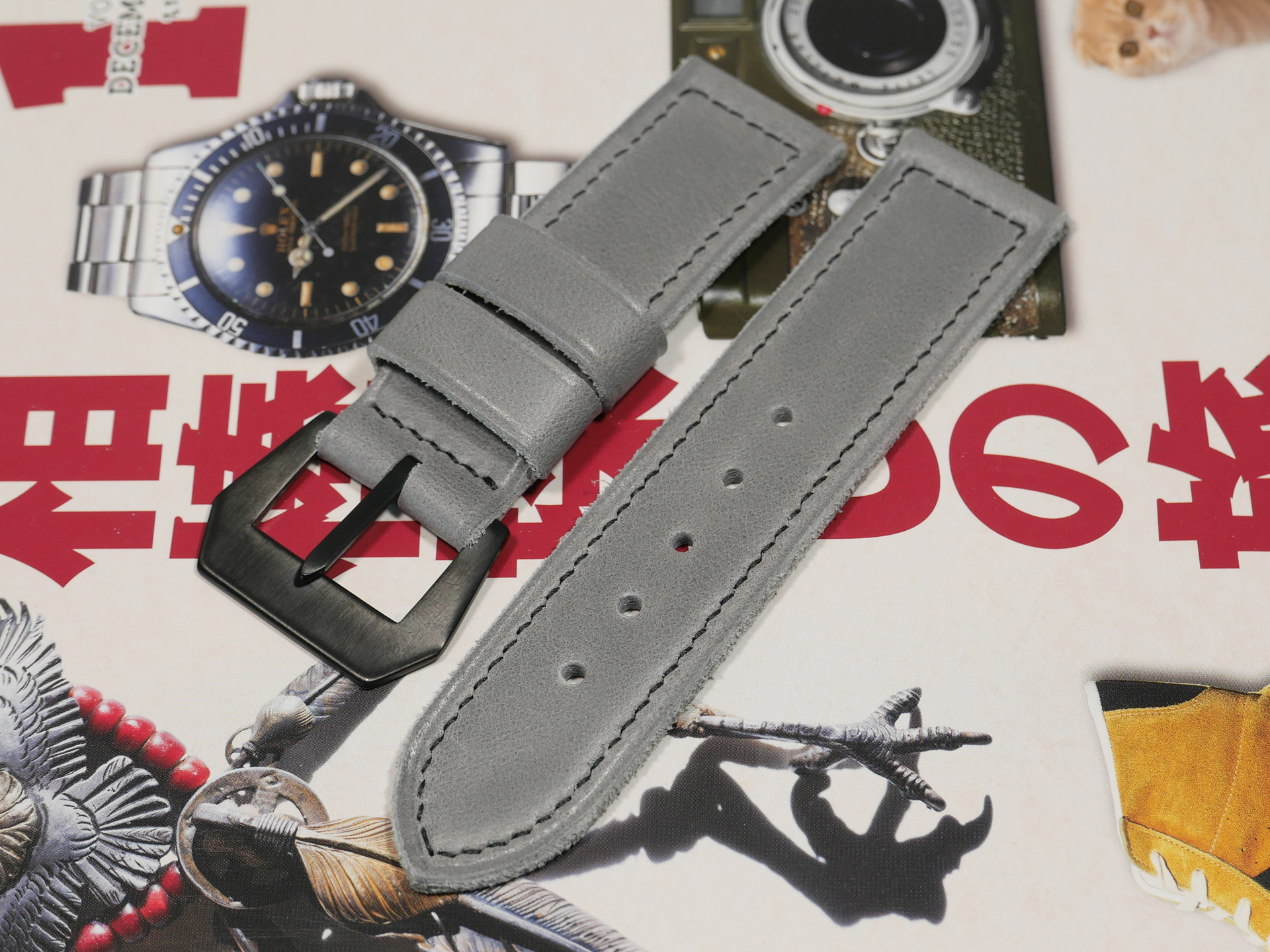 Hand-Stitched Grey Panerai Watch Strap IMAGE