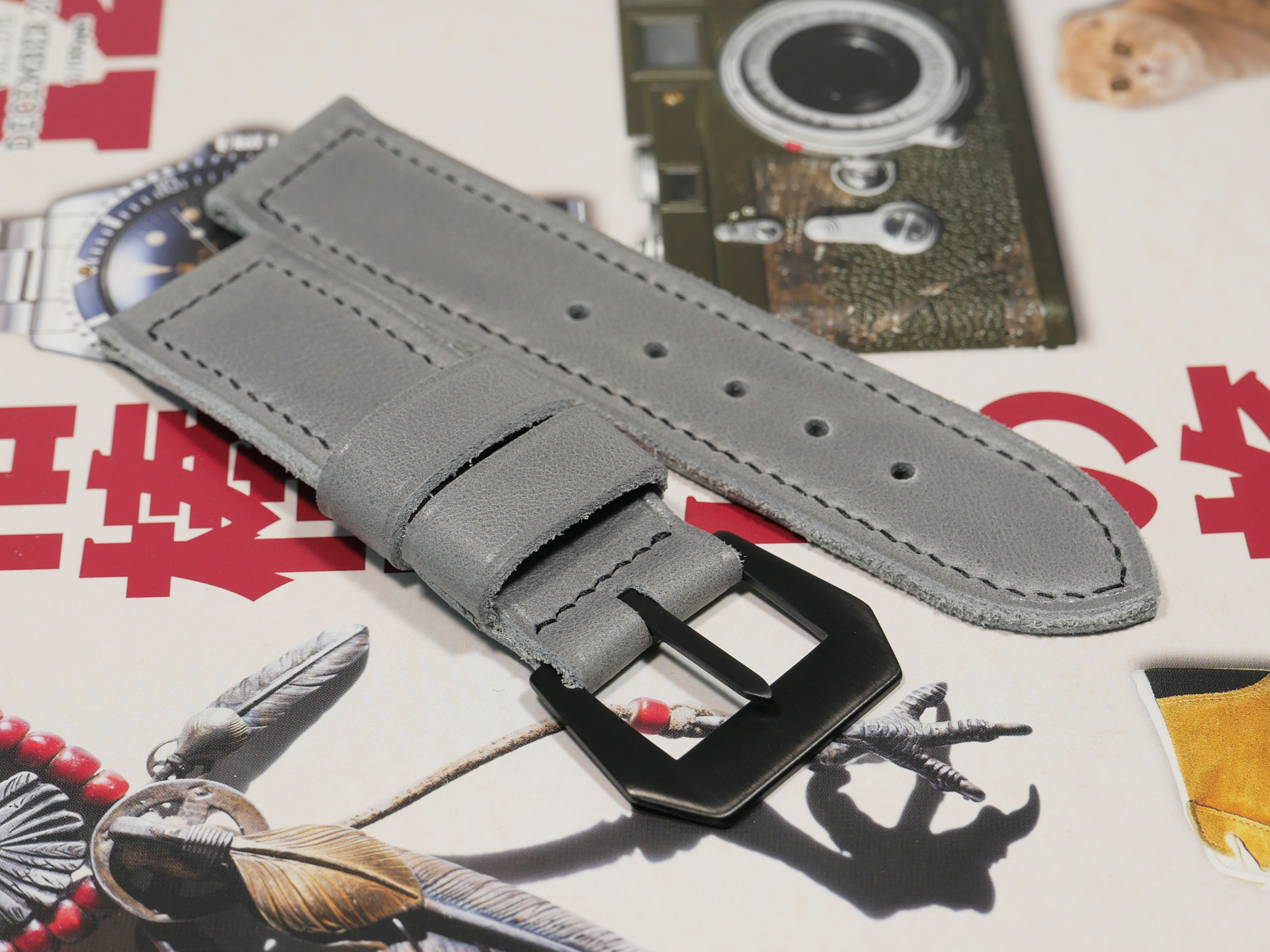 Panerai Leather Wristband in Grey IMAGE