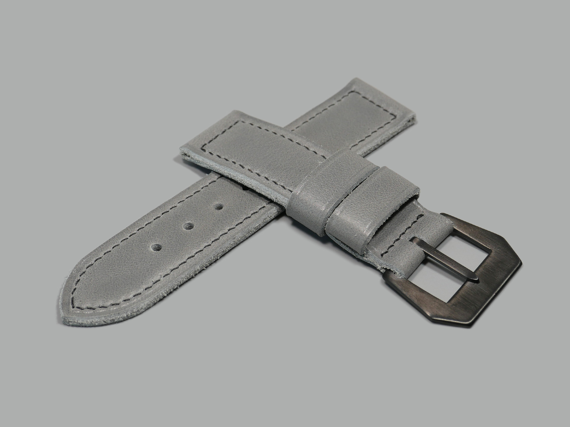 Handcrafted Panerai Strap in Grey Leather IMAGE