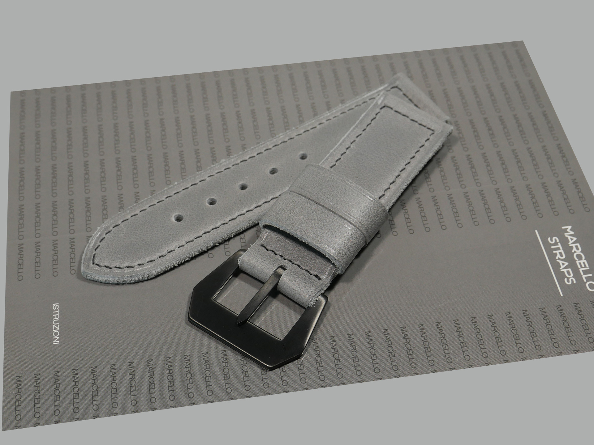 Panerai Wristwatch with Handmade Grey Strap IMAGE