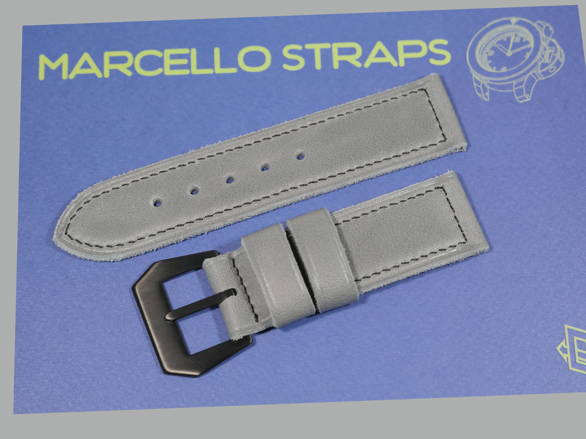 Artisanal Grey Leather Strap for Panerai IMAGE