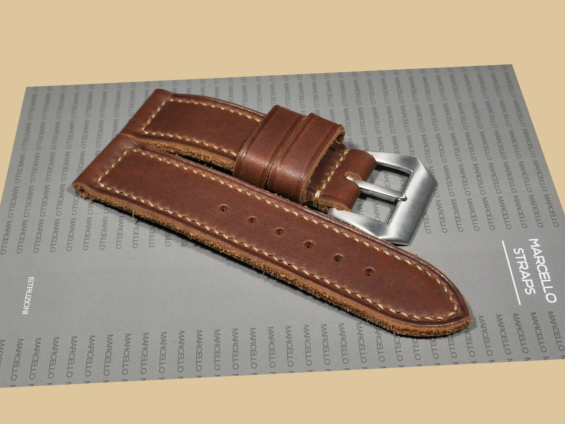 Handmade Thick Brown Panerai Strap from Marcello Straps Quality Crafted IMAGE