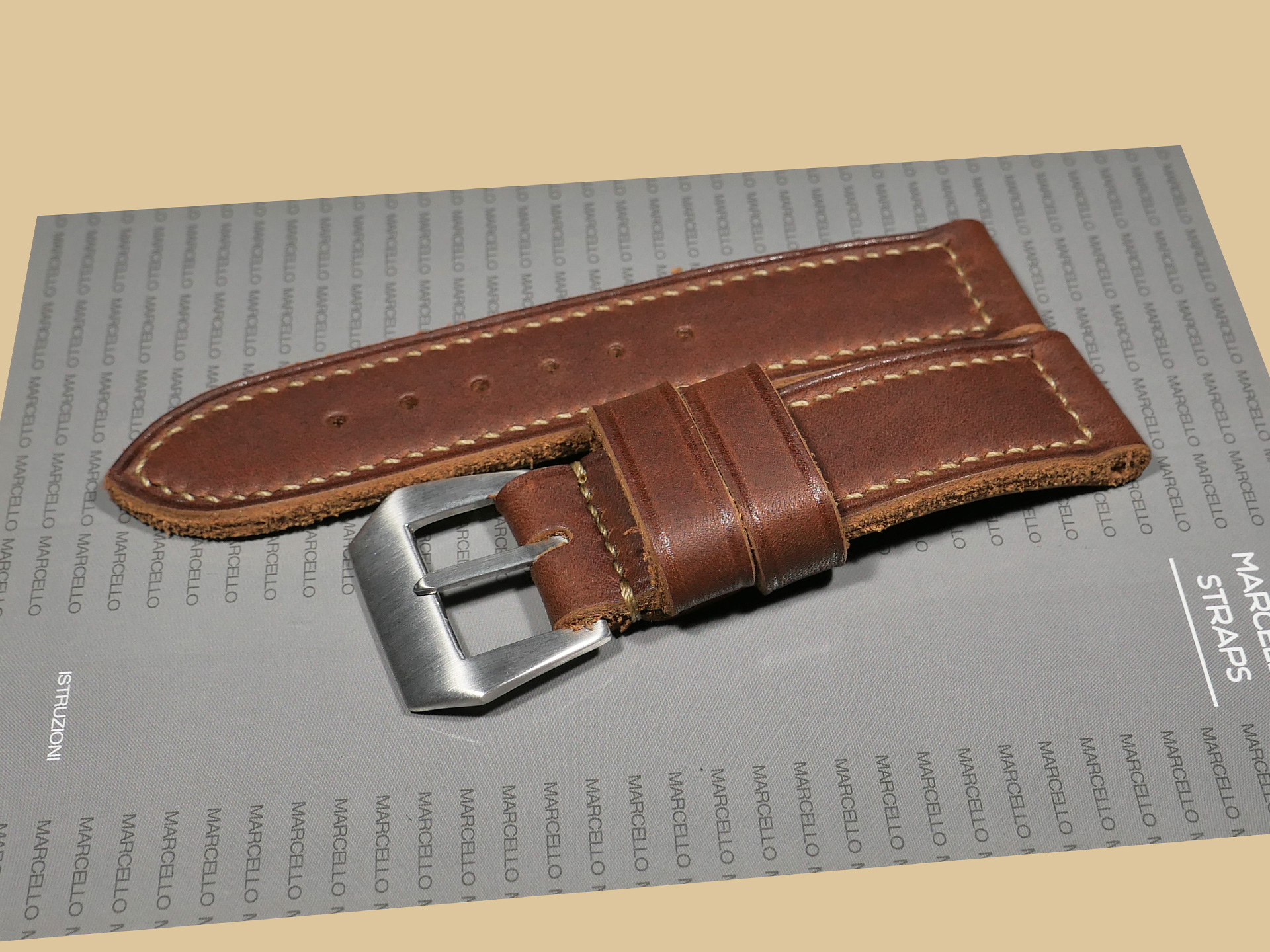 Marcello Straps Handmade Thick Brown Panerai Strap Elegant Style IMAGE