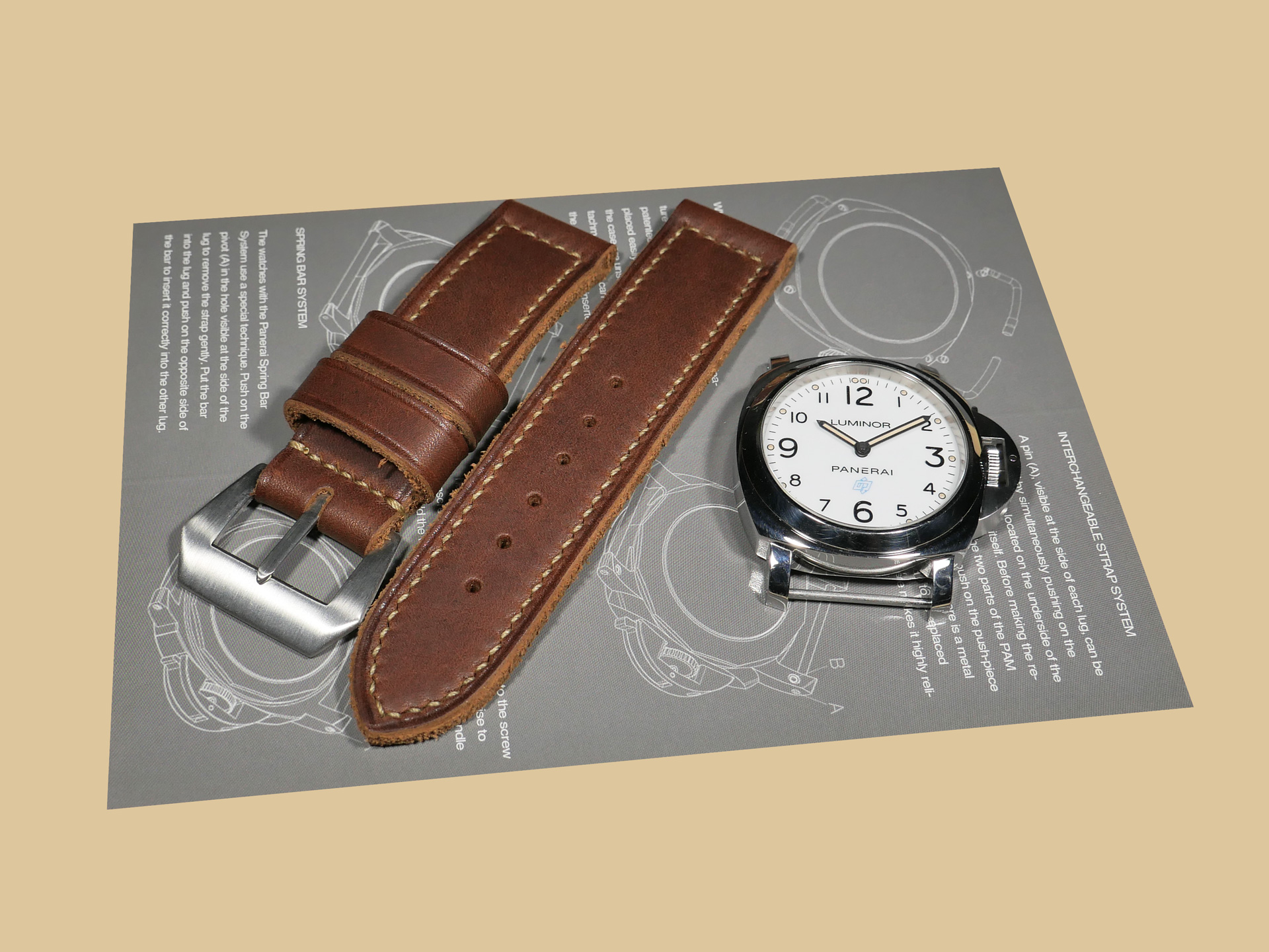 Marcello Straps Handmade Thick Brown Panerai Strap Luxury Feel IMAGE
