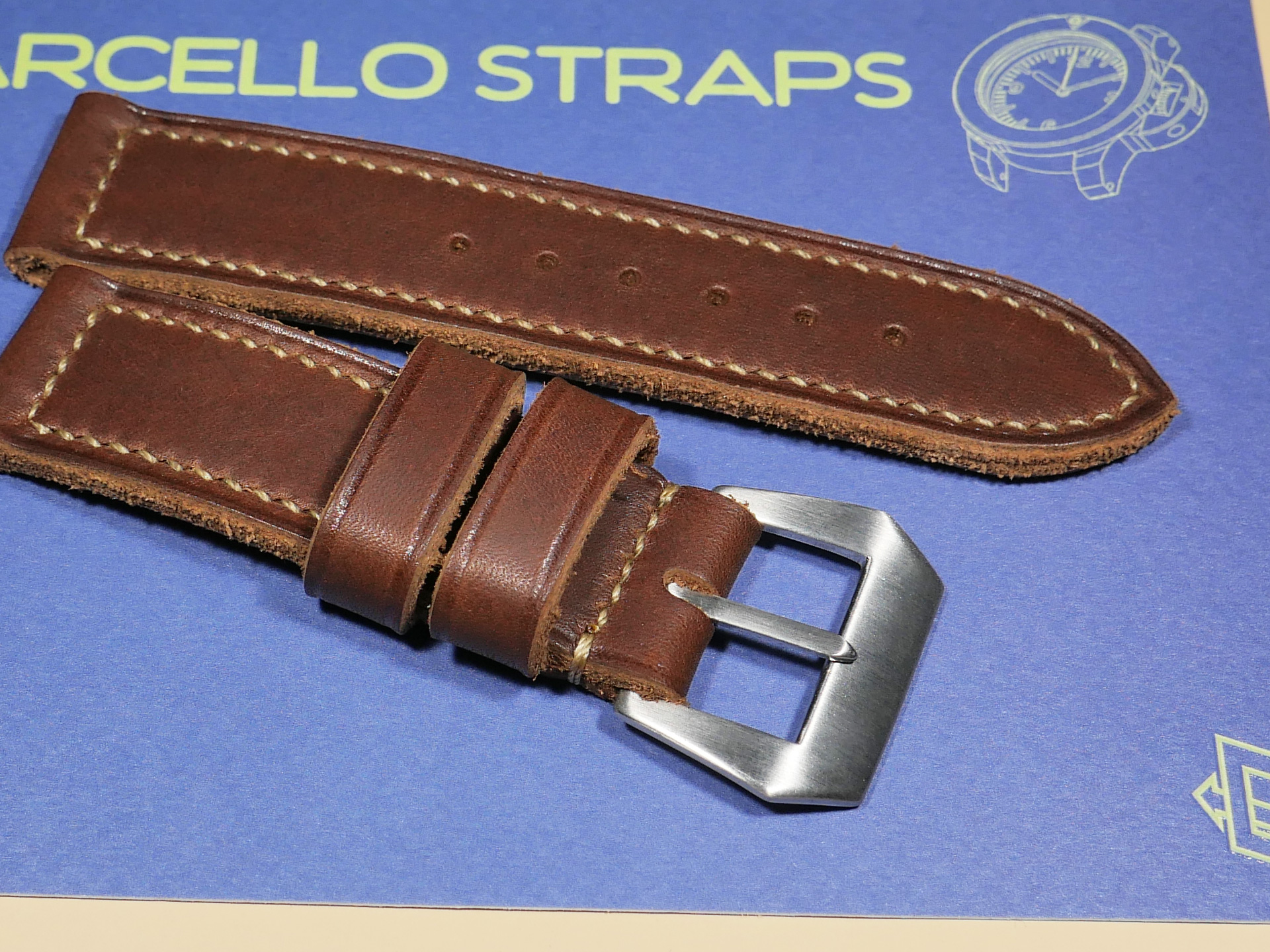 Handmade Thick Brown Panerai Strap from Marcello Straps Timeless Design IMAGE