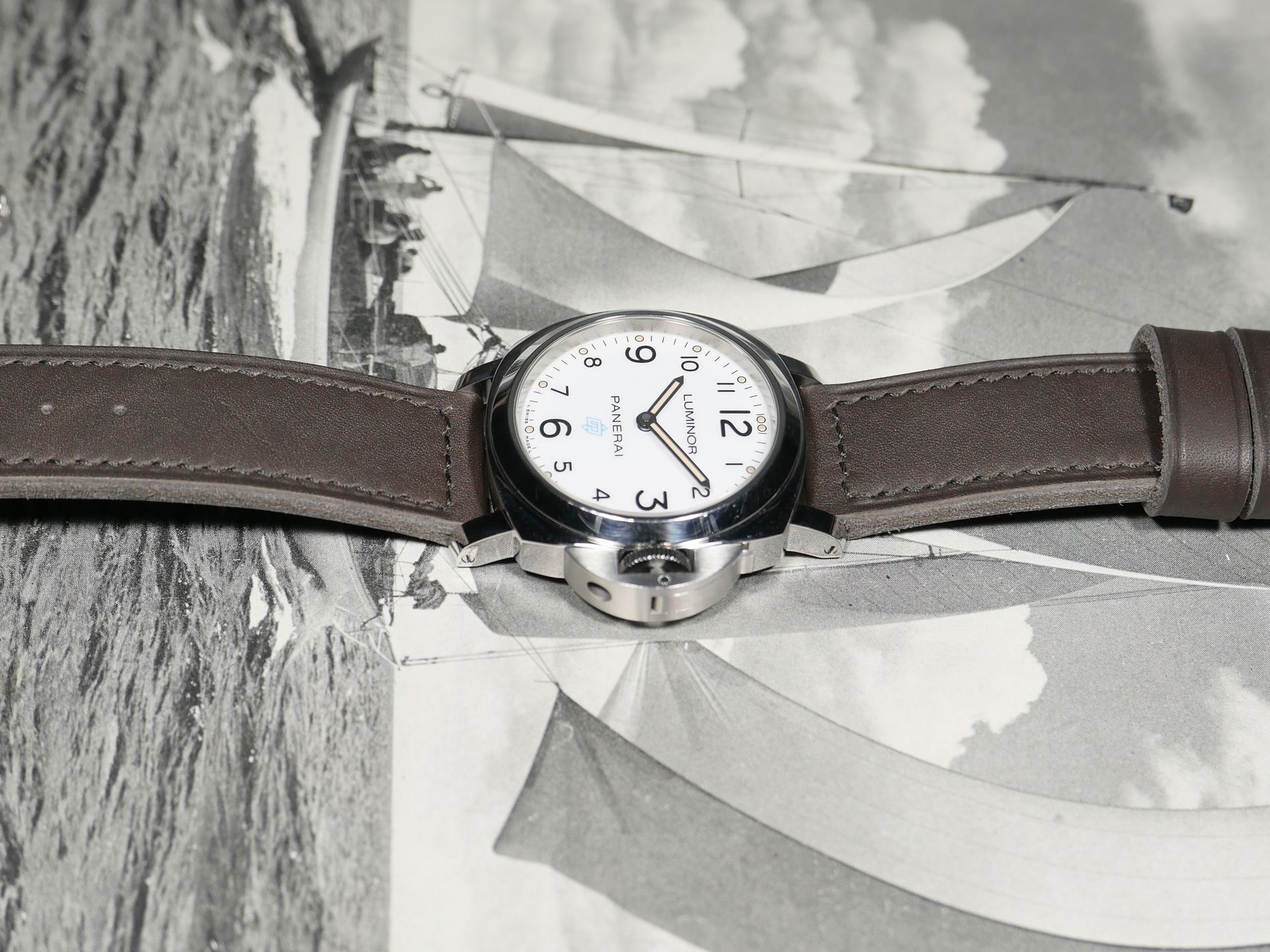 A photo of Marcello Straps Grey Panerai Strap for 44mm Panerai stitched strap IMAGE