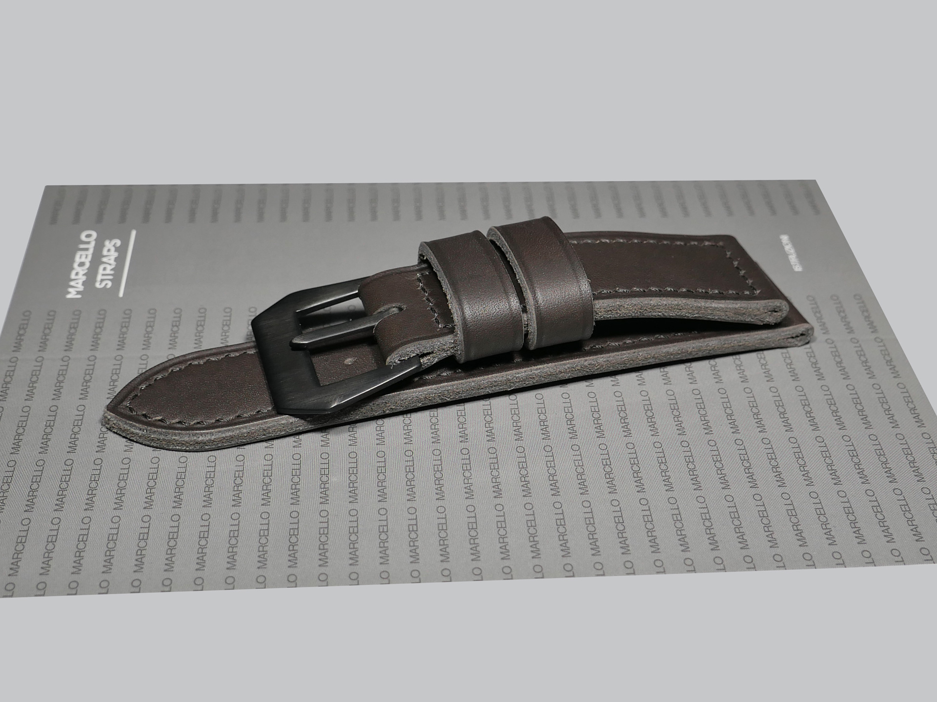 A photo of Grey Panerai 44mm Panerai leather strap by Marcello Straps IMAGE