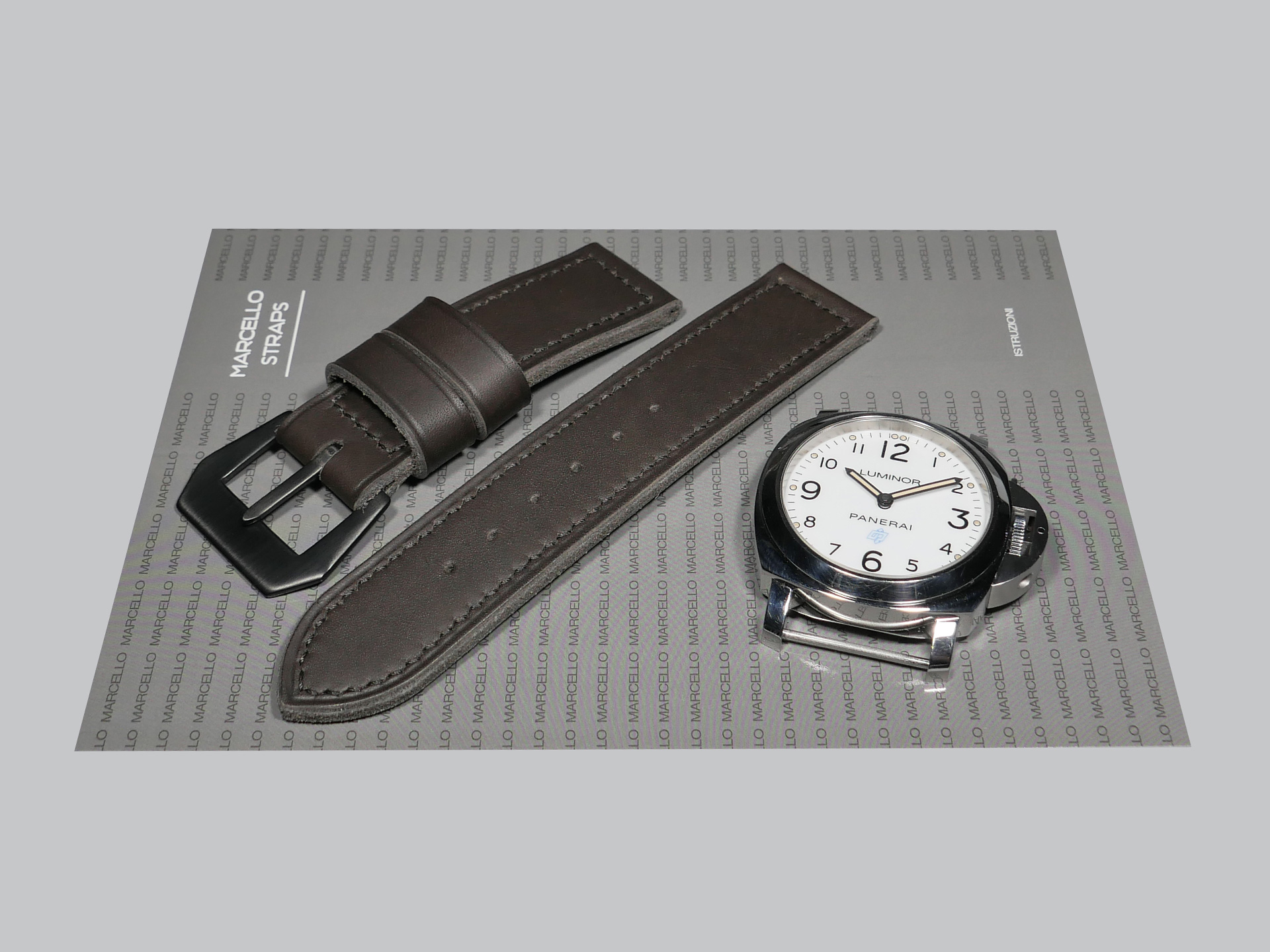 A photo of Grey Panerai 44mm Panerai bracelet from Marcello Straps IMAGE