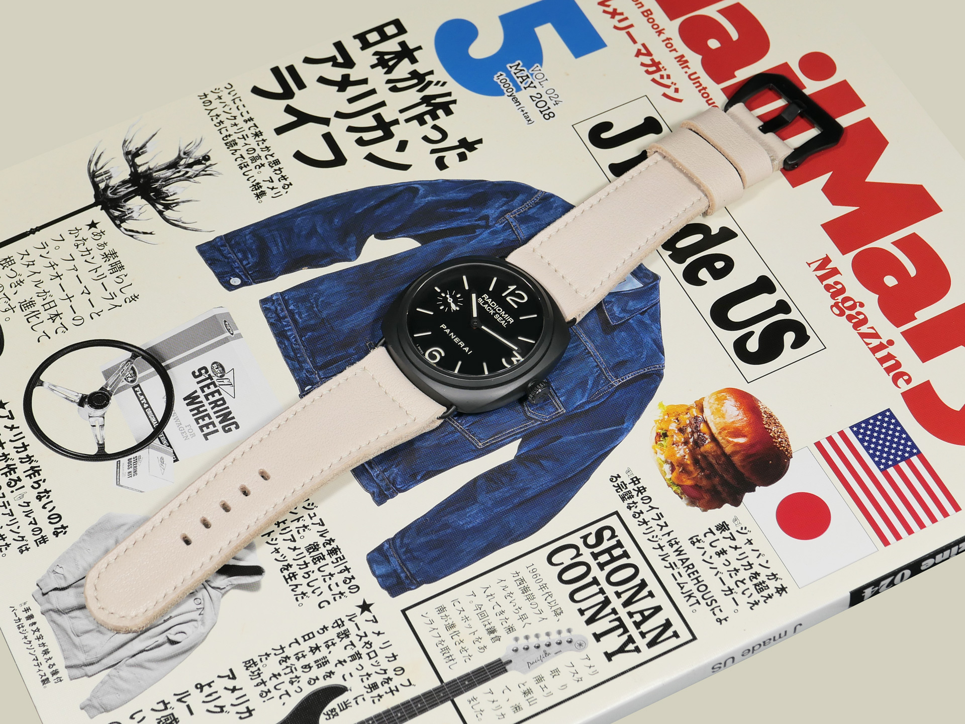 White Panerai Radiomir Strap macro shot