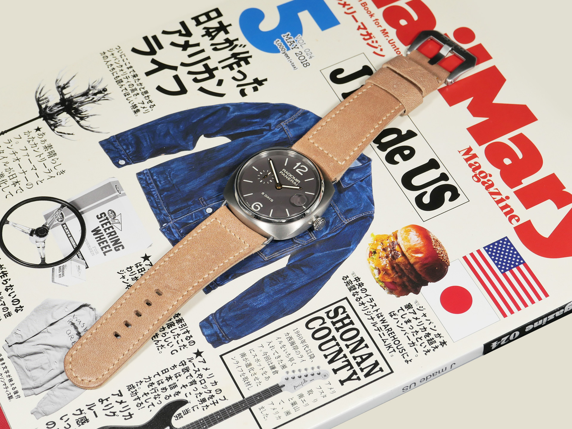 Tan Radiomir Strap for 45mm model IMAGE