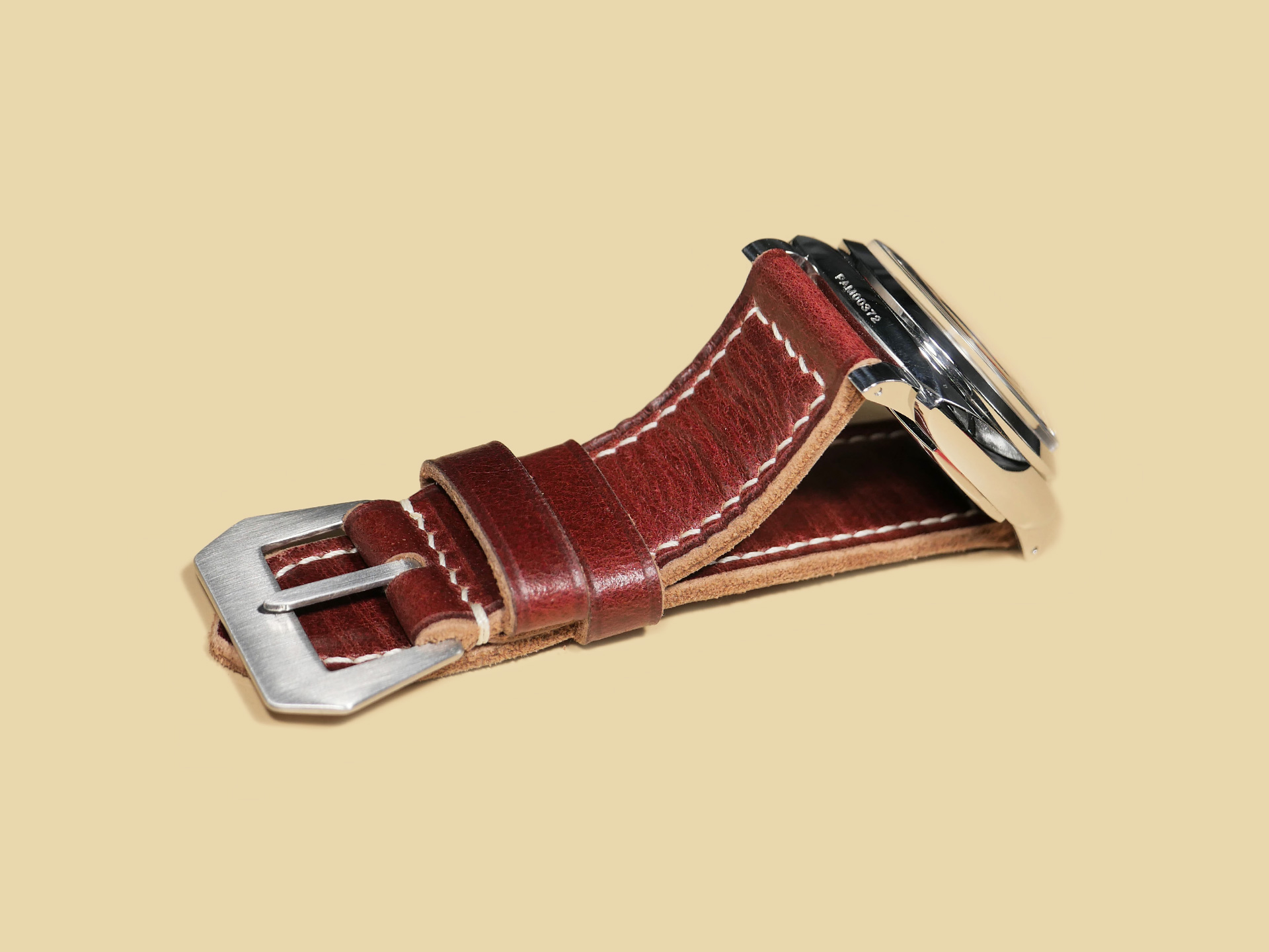 Thick Cherry Red Panerai Strap from Marcello Straps