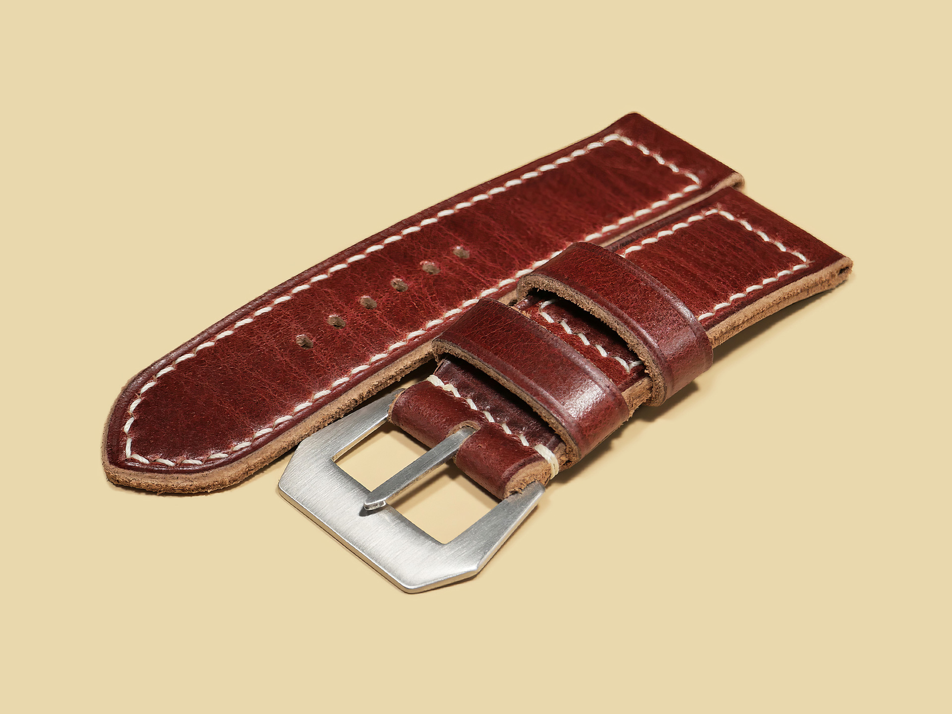 Handcrafted Cherry Red Panerai Strap from Marcello Straps
