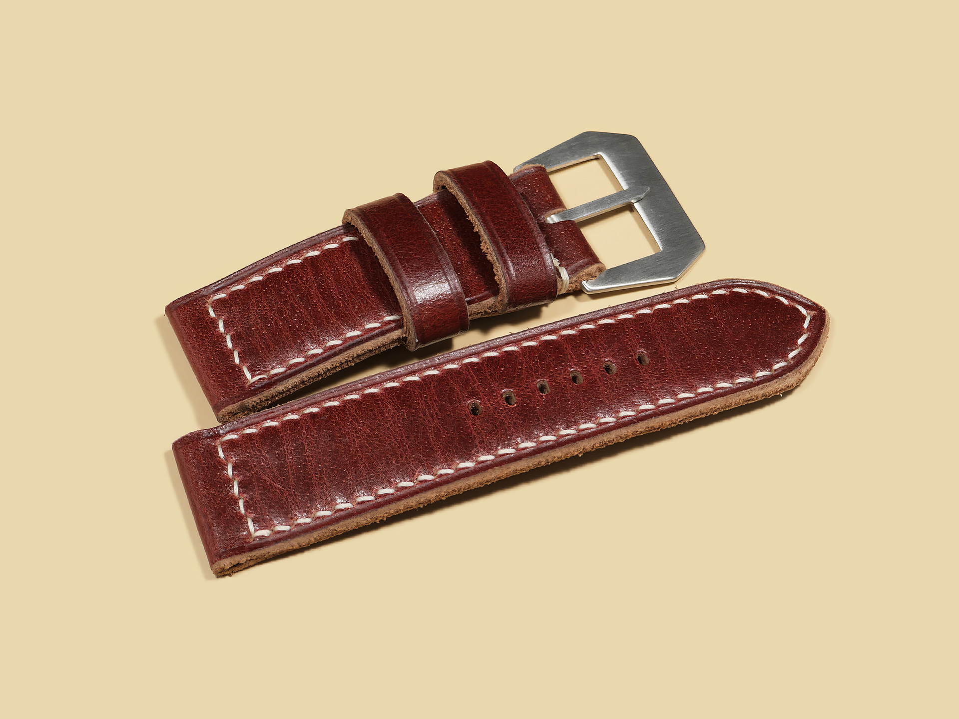 Cherry Red Panerai Strap from Marcello Straps on a Panerai watch