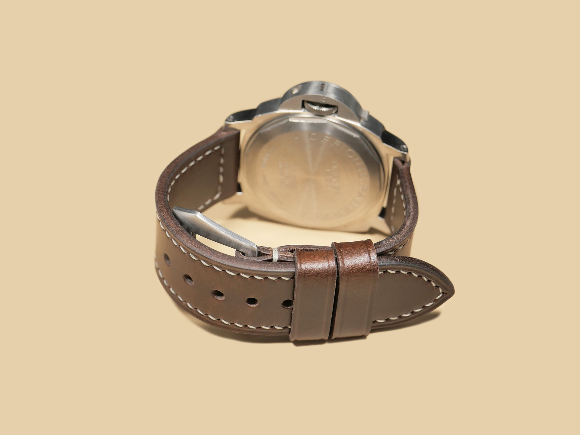 Marcello Straps Brown Leather Strap for 44mm Panerai - Full View