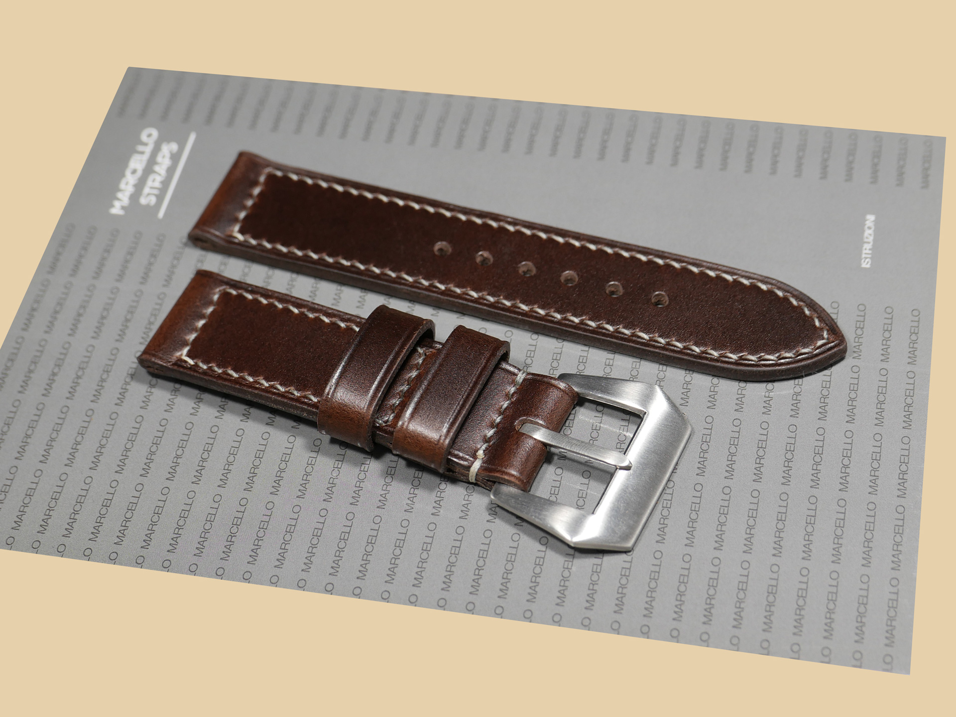 Marcello Straps Brown Leather Strap for 44mm Panerai Watch