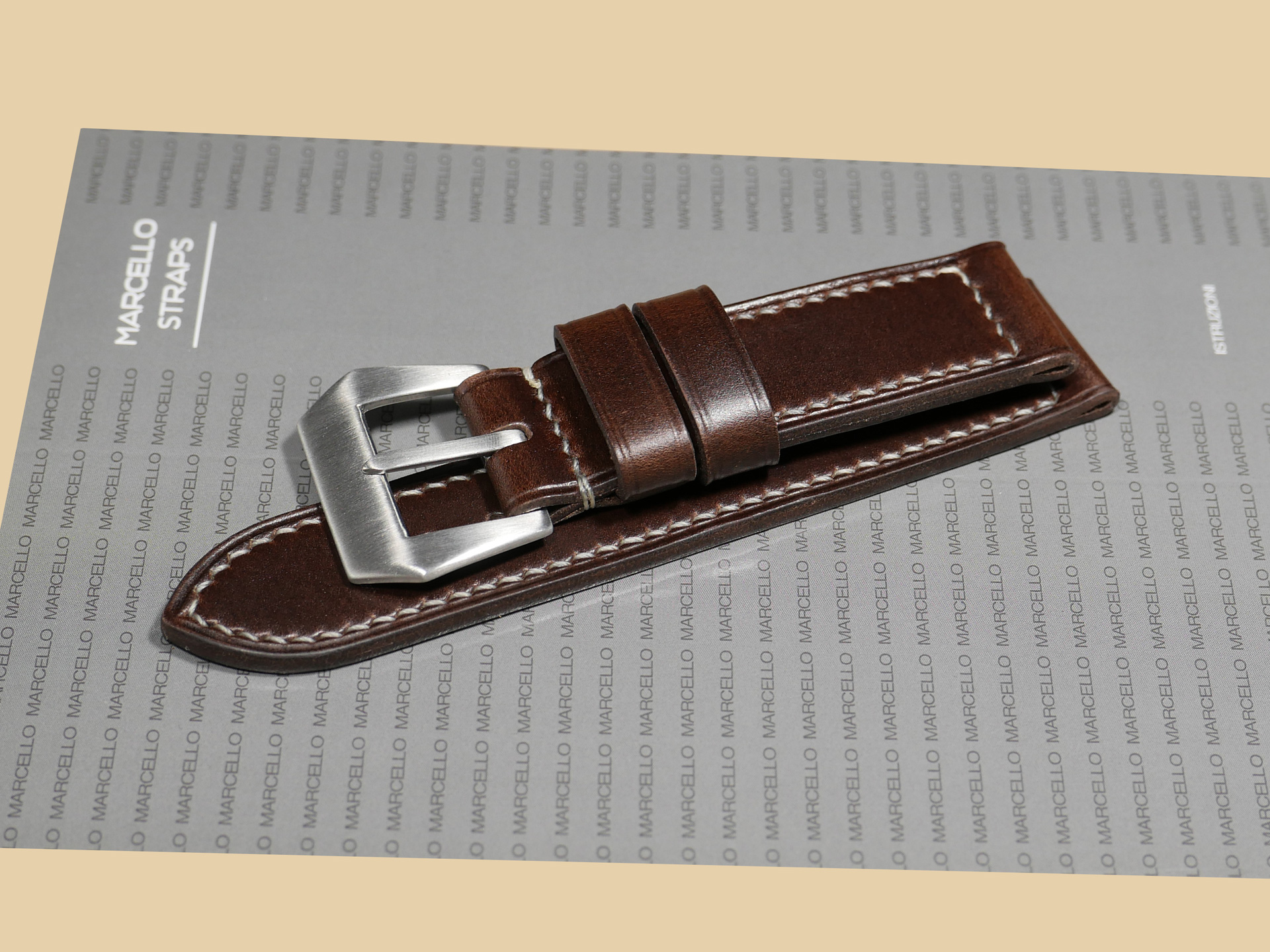 44mm Panerai Brown Strap - Classic Look from Marcello Straps