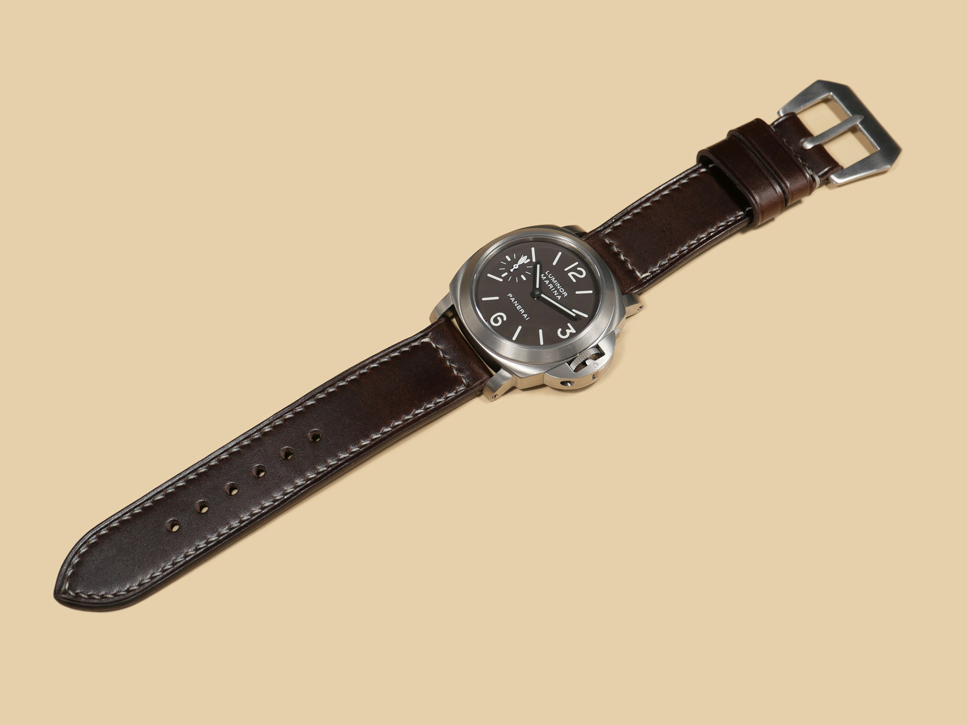 Brown Panerai Strap for 44mm Panerai - Durable Leather by Marcello Straps