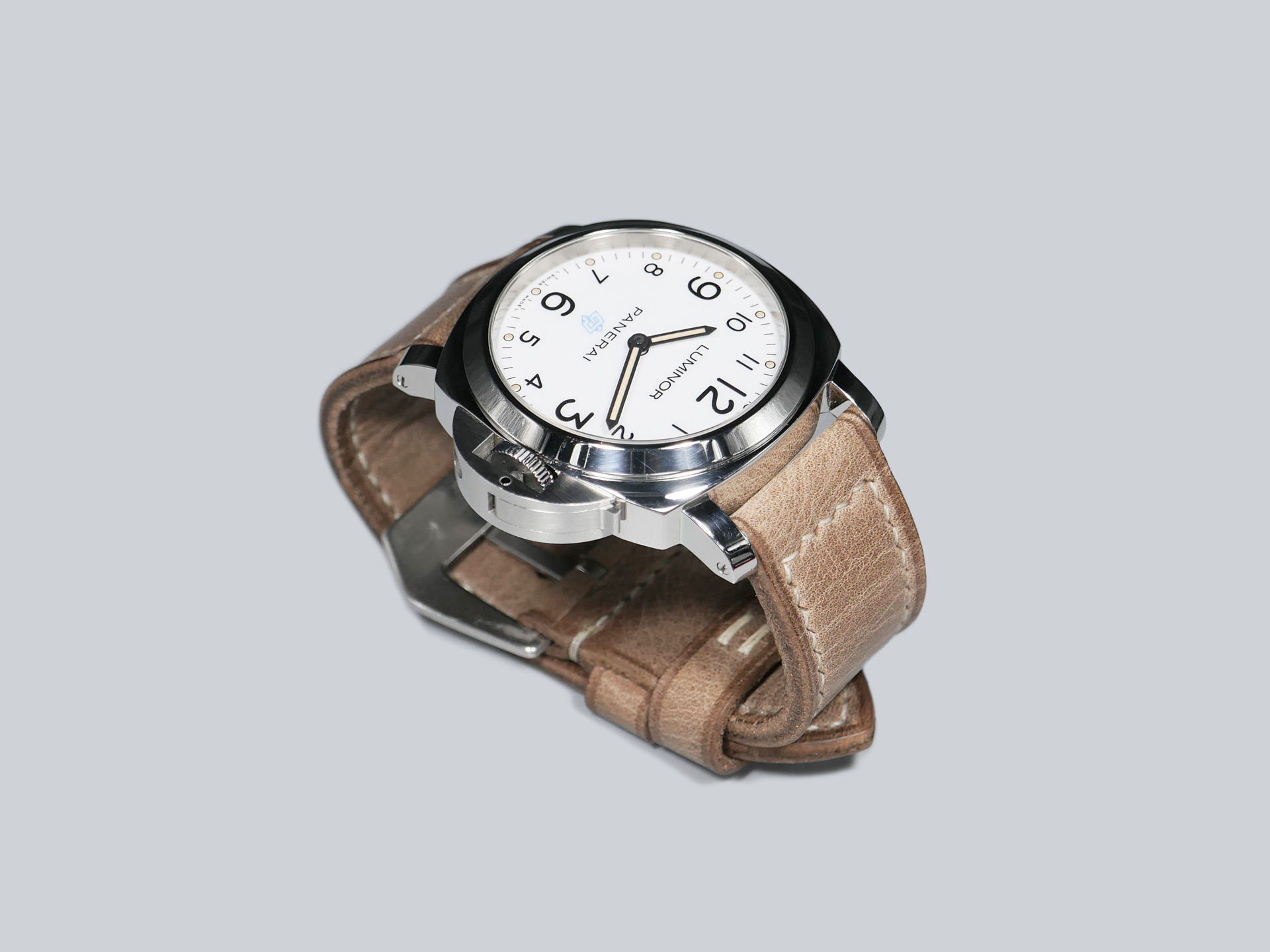 Side view of 44mm Slate Grey Panerai Strap from Marcello Straps