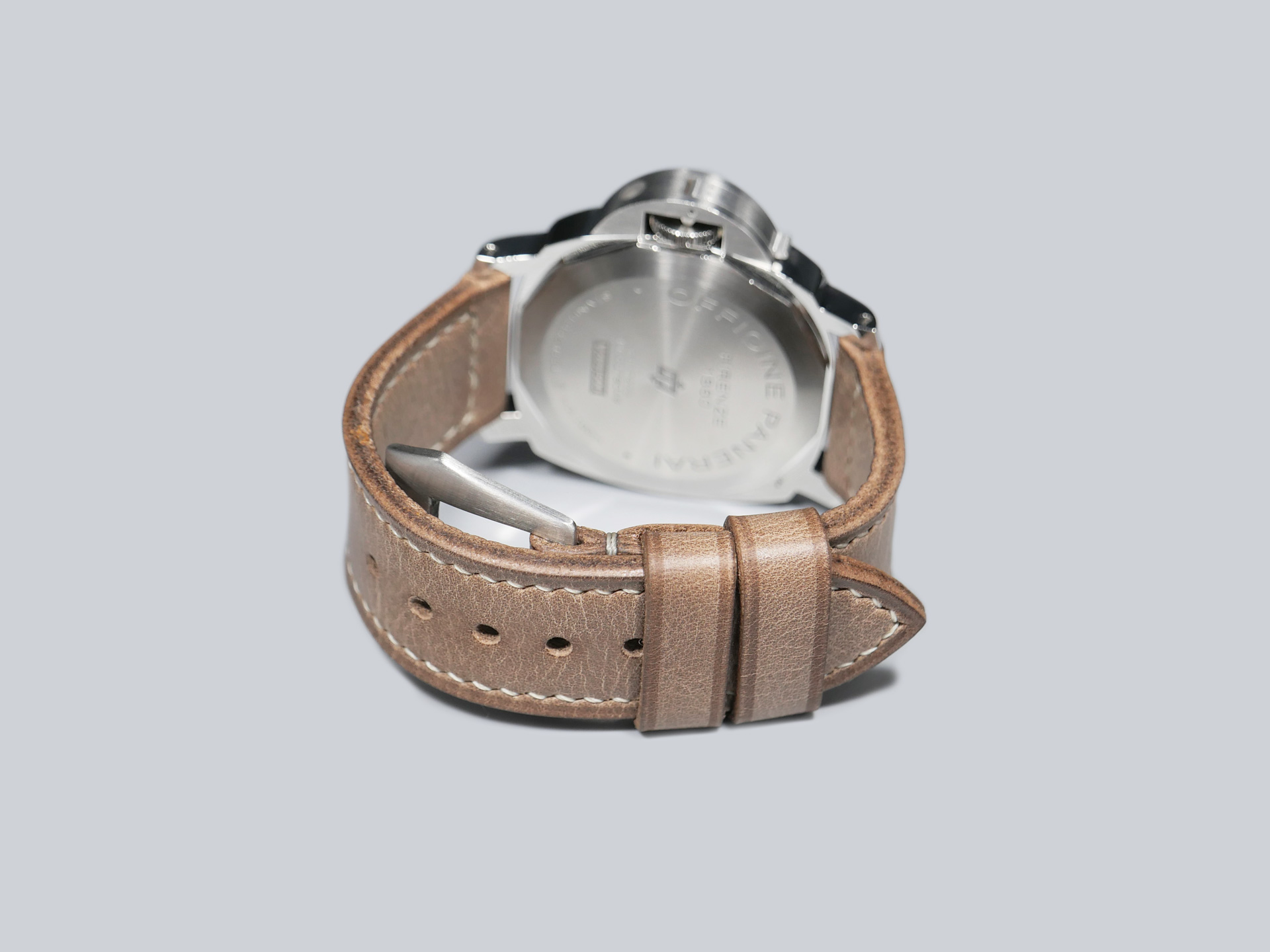 Luxurious 44mm Slate Grey Panerai Strap from Marcello Straps with vintage buckle