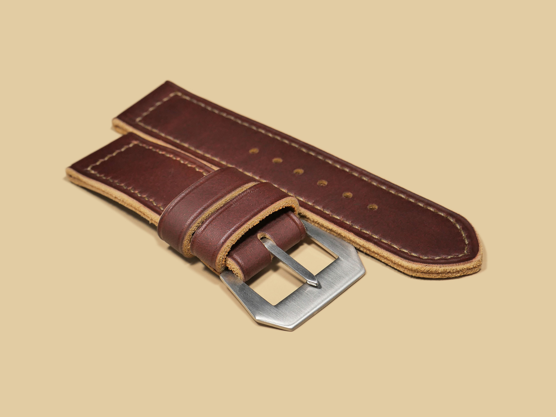 Soft Panerai Strap 47mm showcasing detailed stitching.