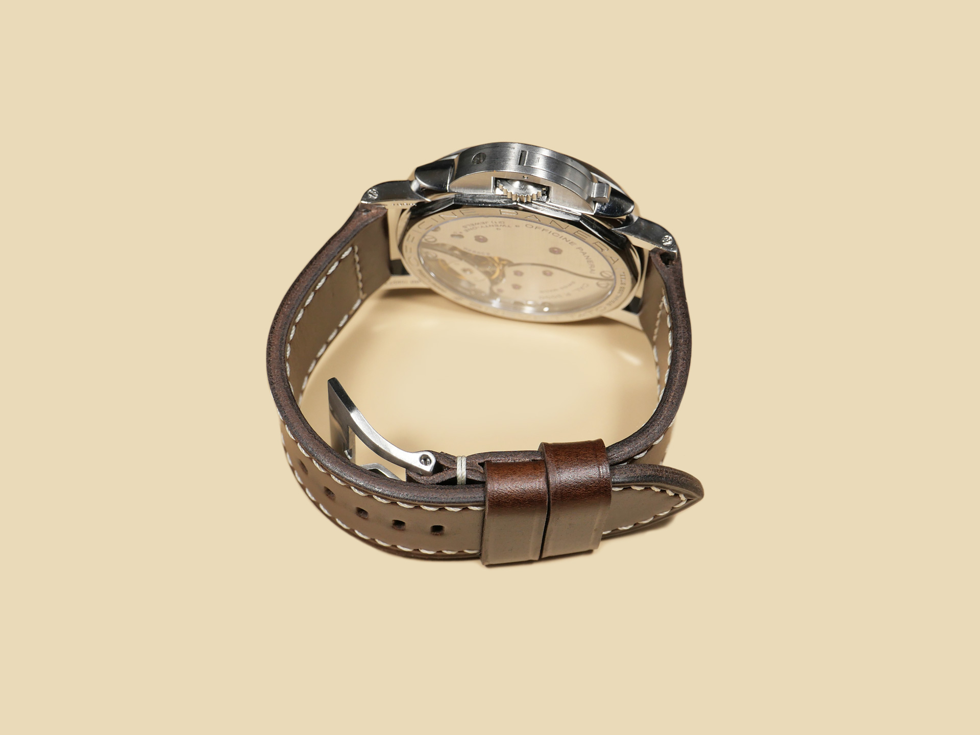 Dark Brown Leather OEM Style Panerai Strap for 47mm Panerai Luminor