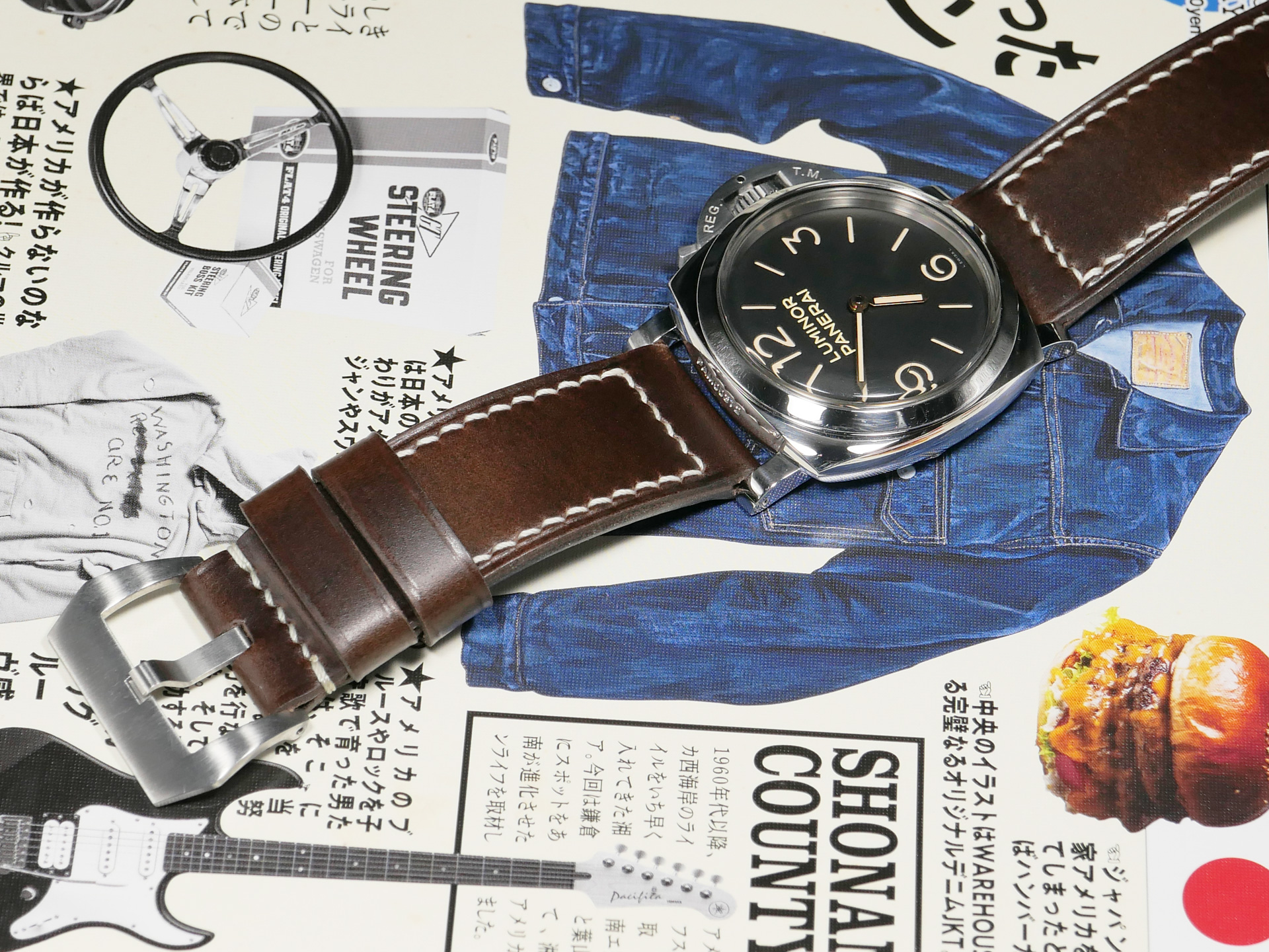 High-Quality OEM Style Panerai Strap in Dark Brown for 47mm Luminor Watch